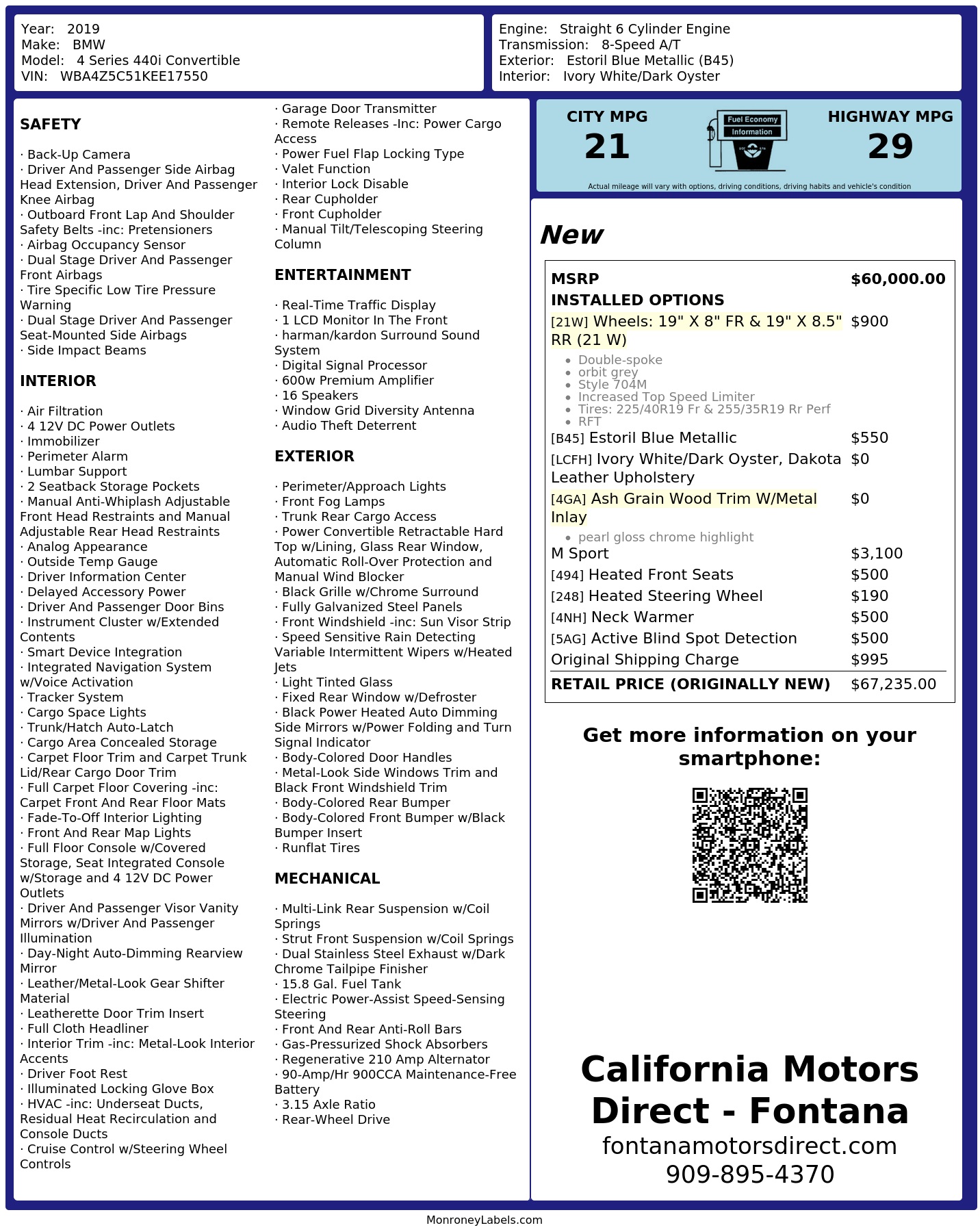 Monroney Label