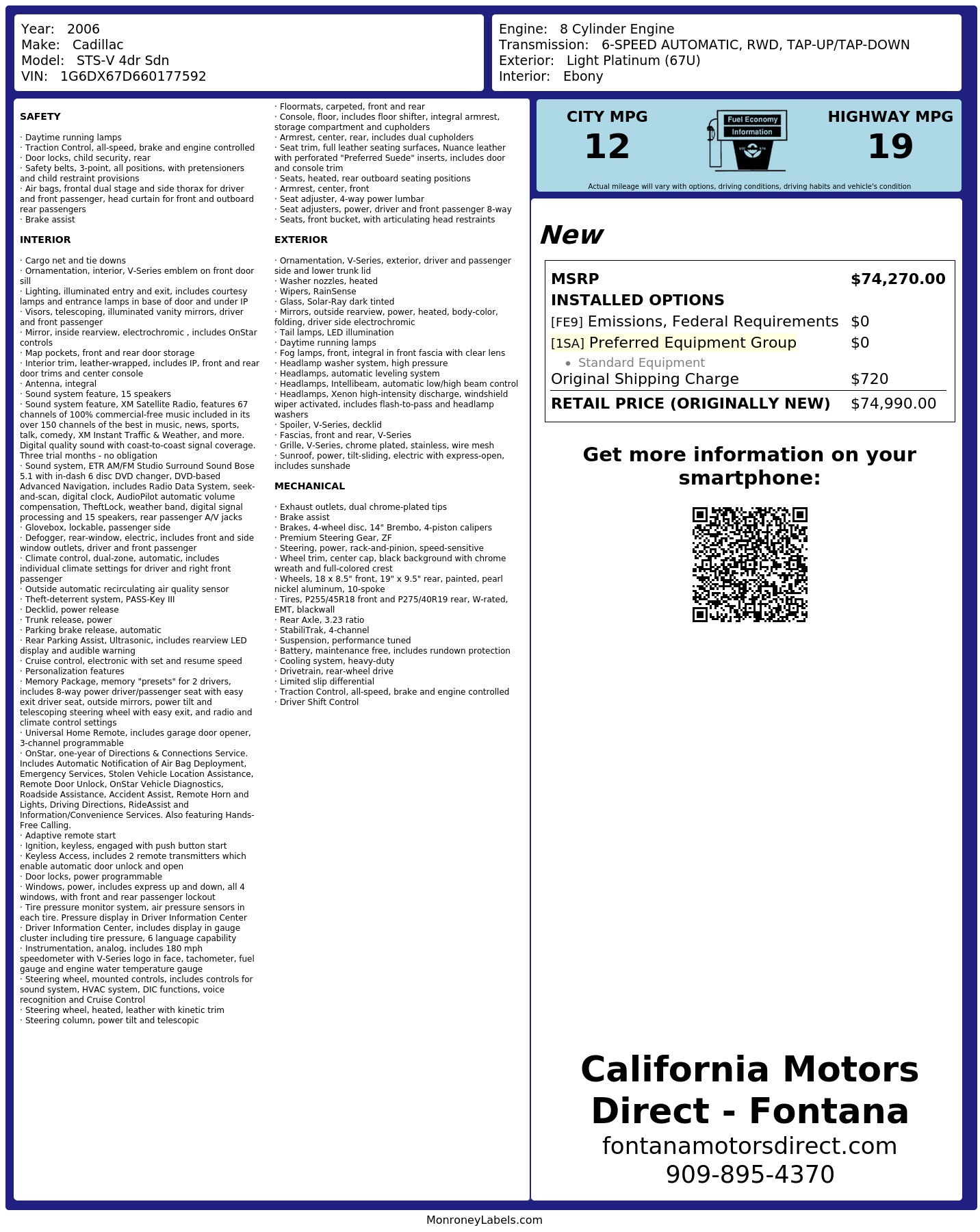 Monroney Label