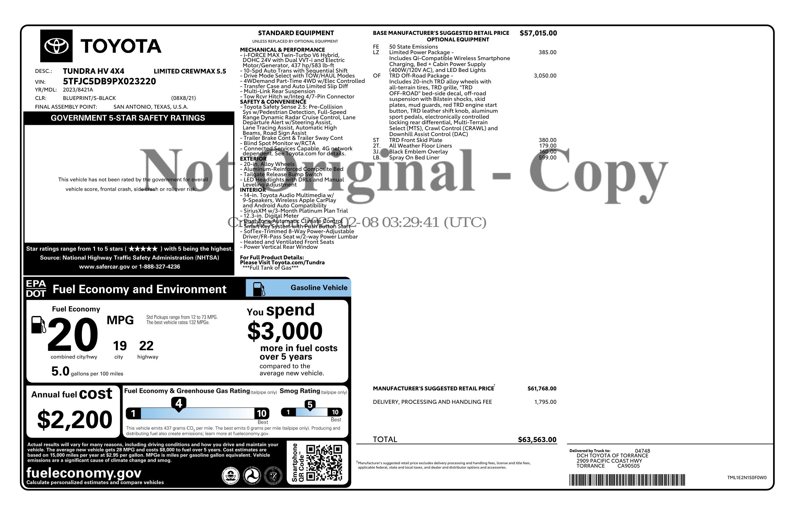 Monroney Label