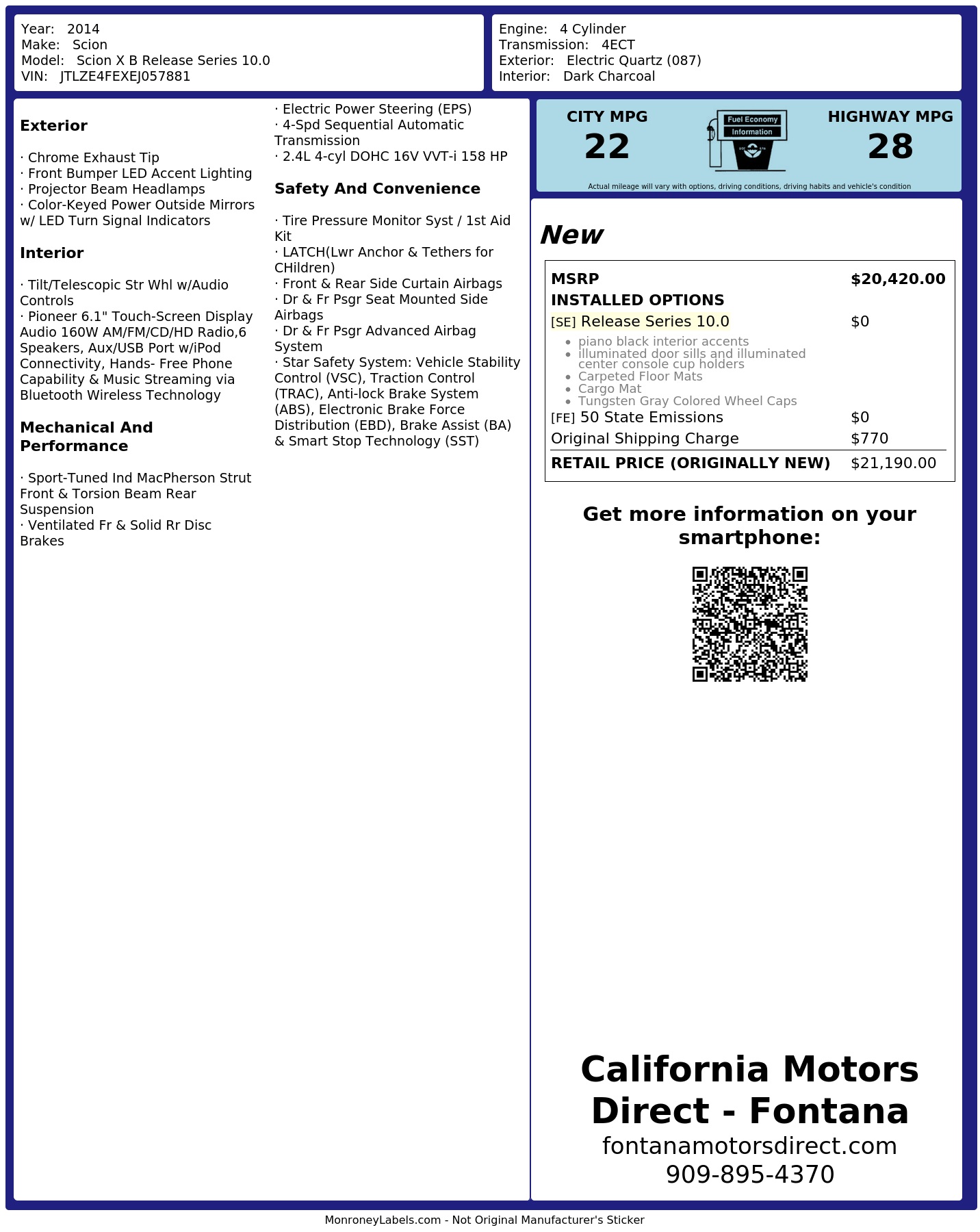Monroney Label