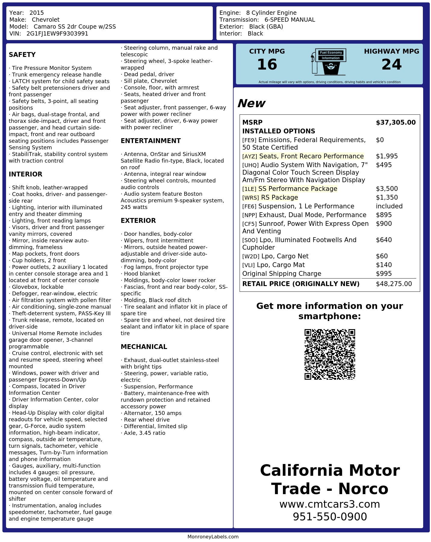 Monroney Label