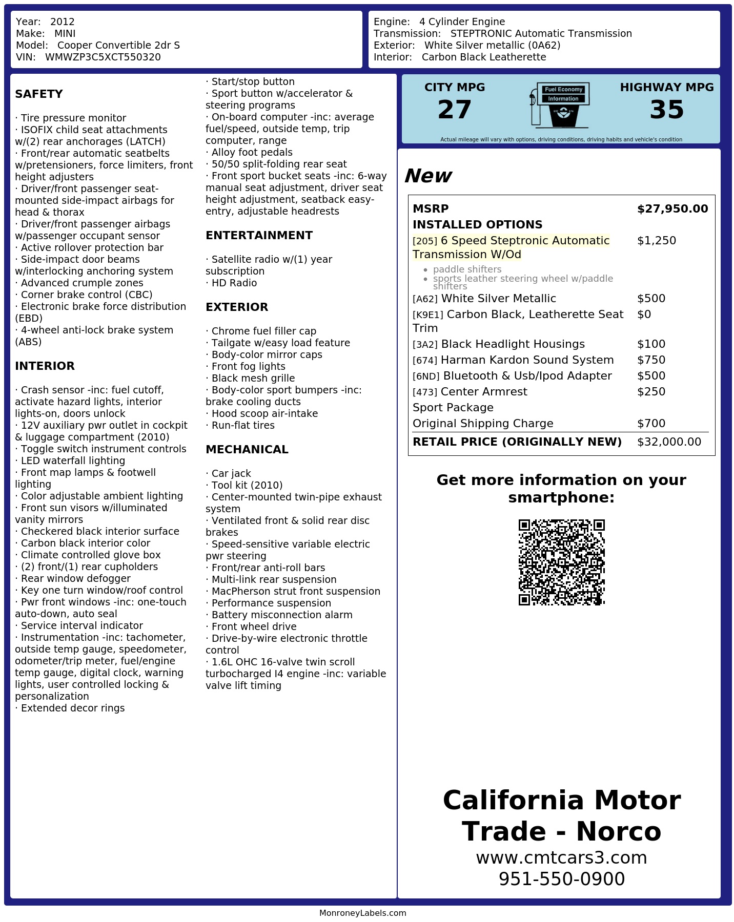 Monroney Label
