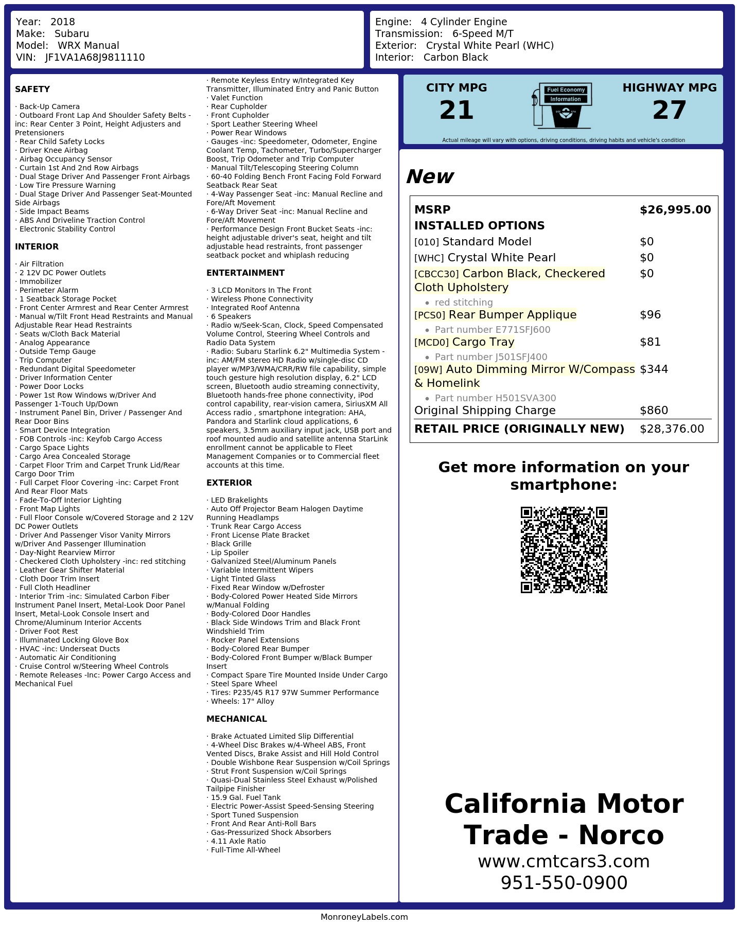 Monroney Label