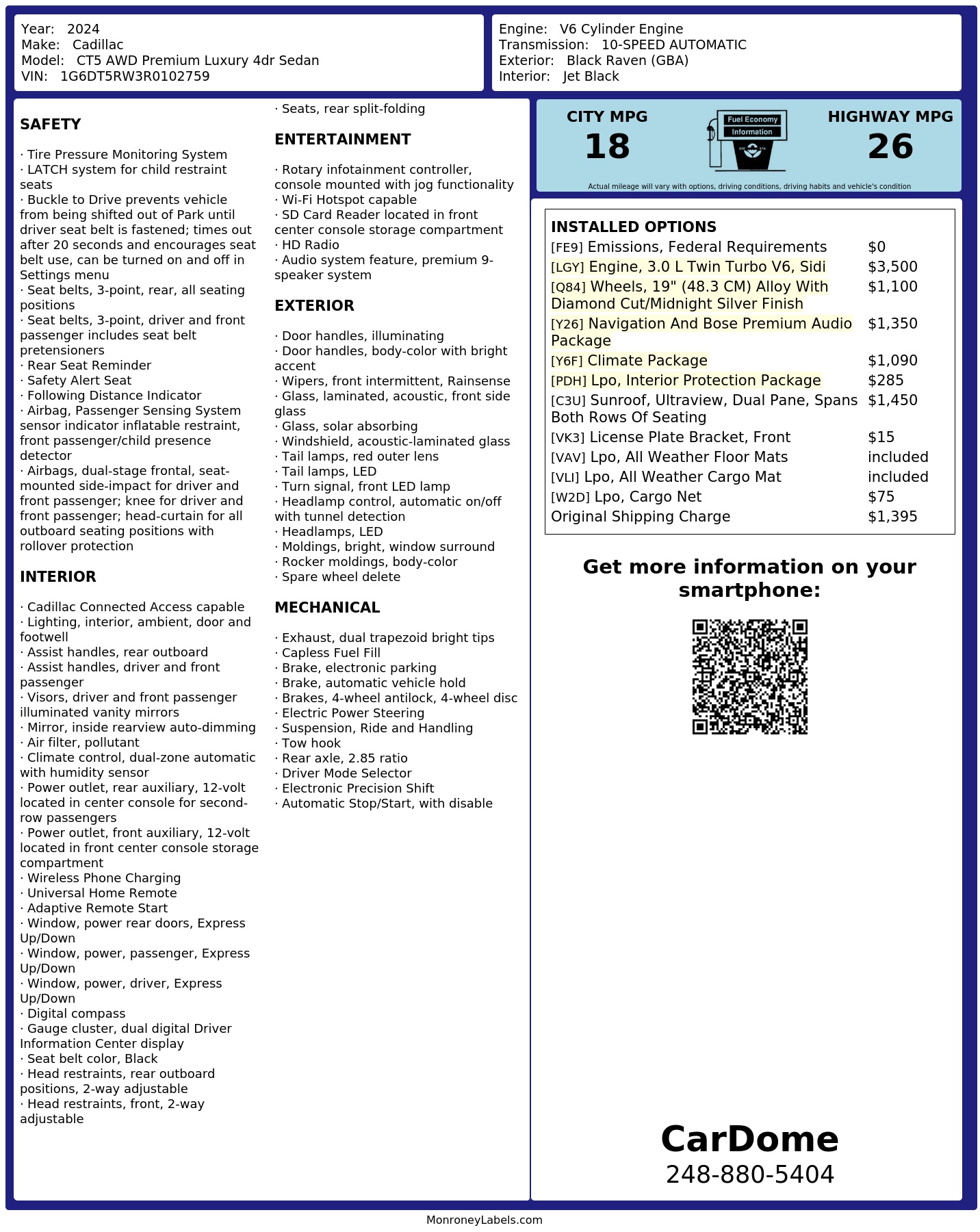 Monroney Label