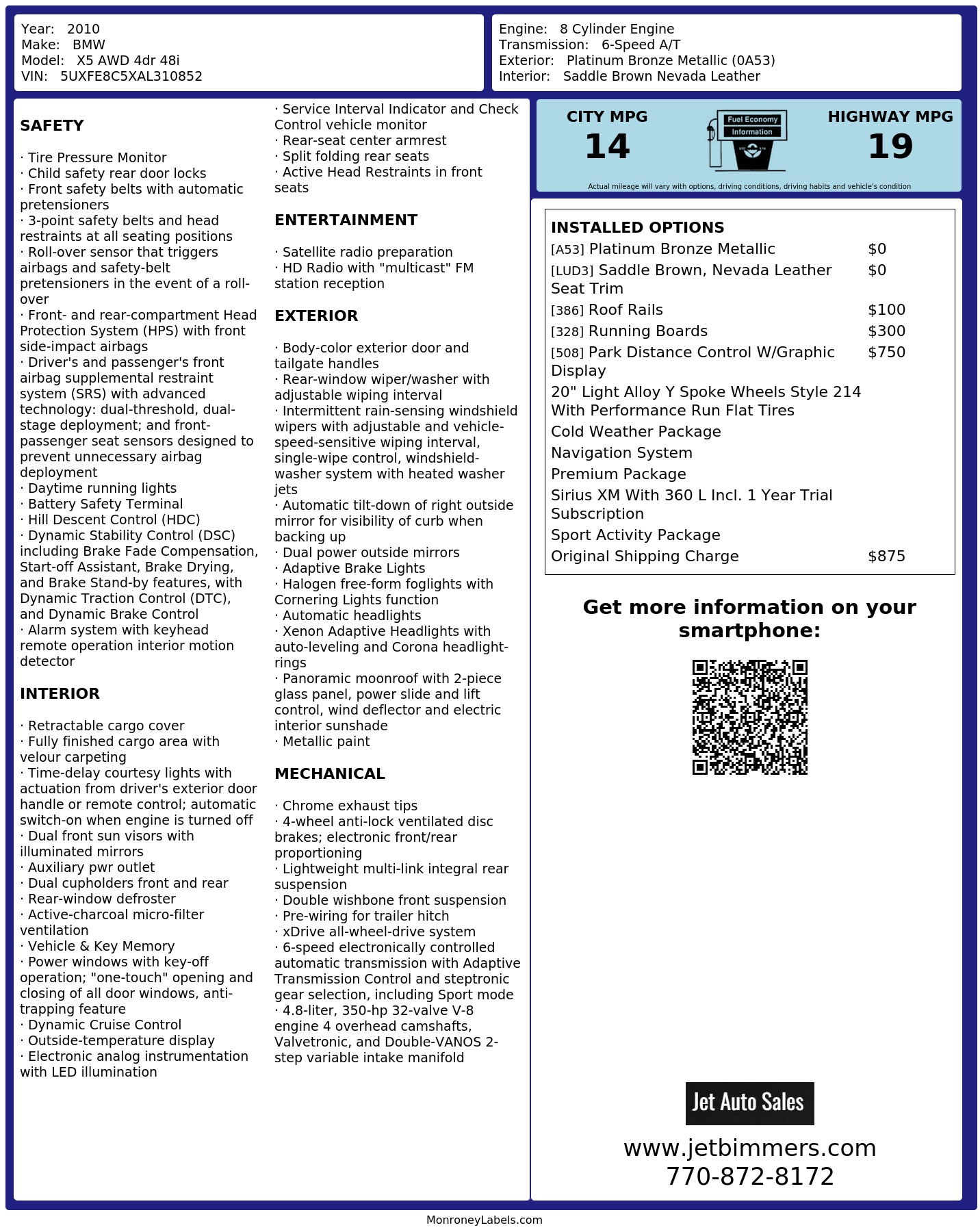 Monroney Label