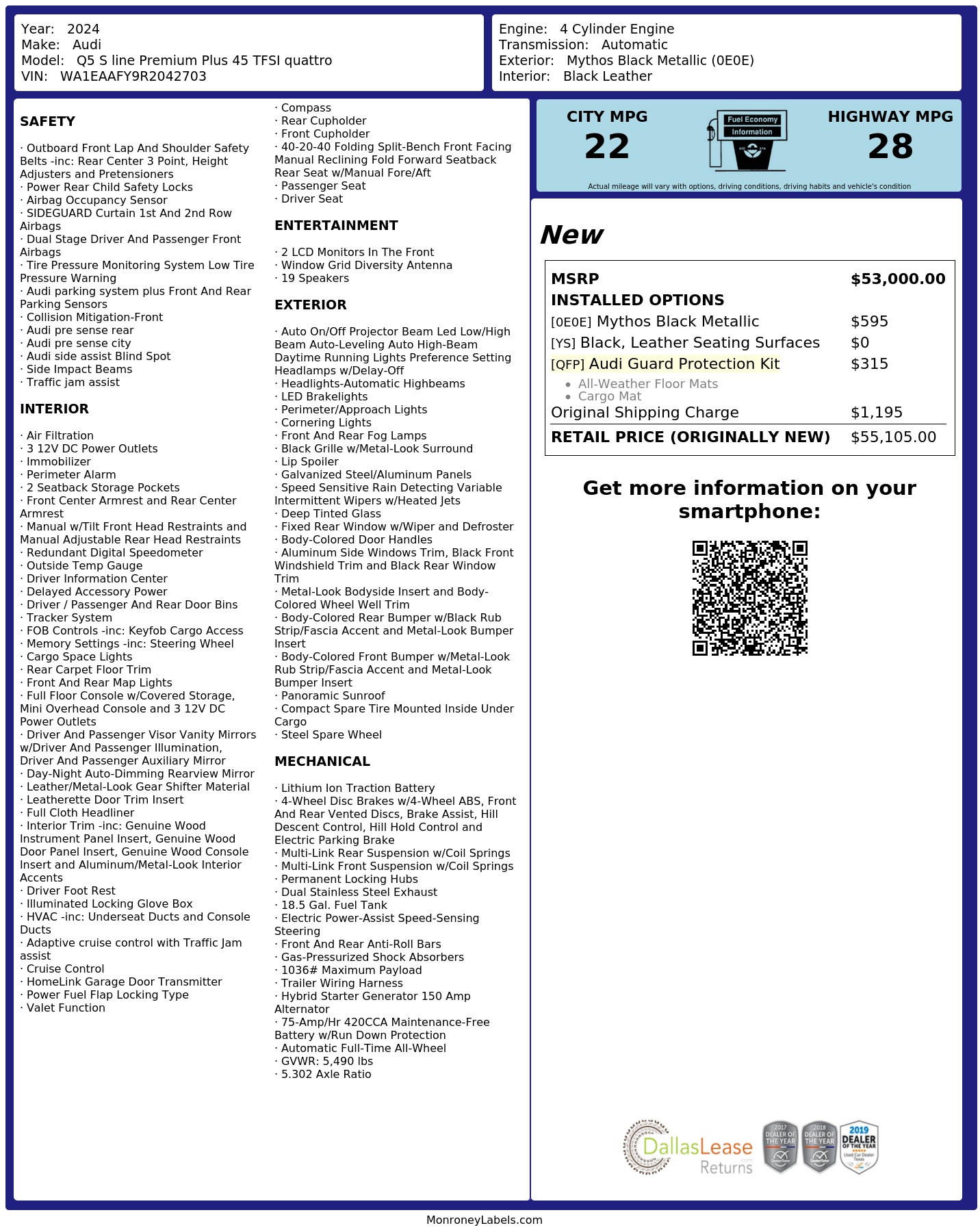 Monroney Label