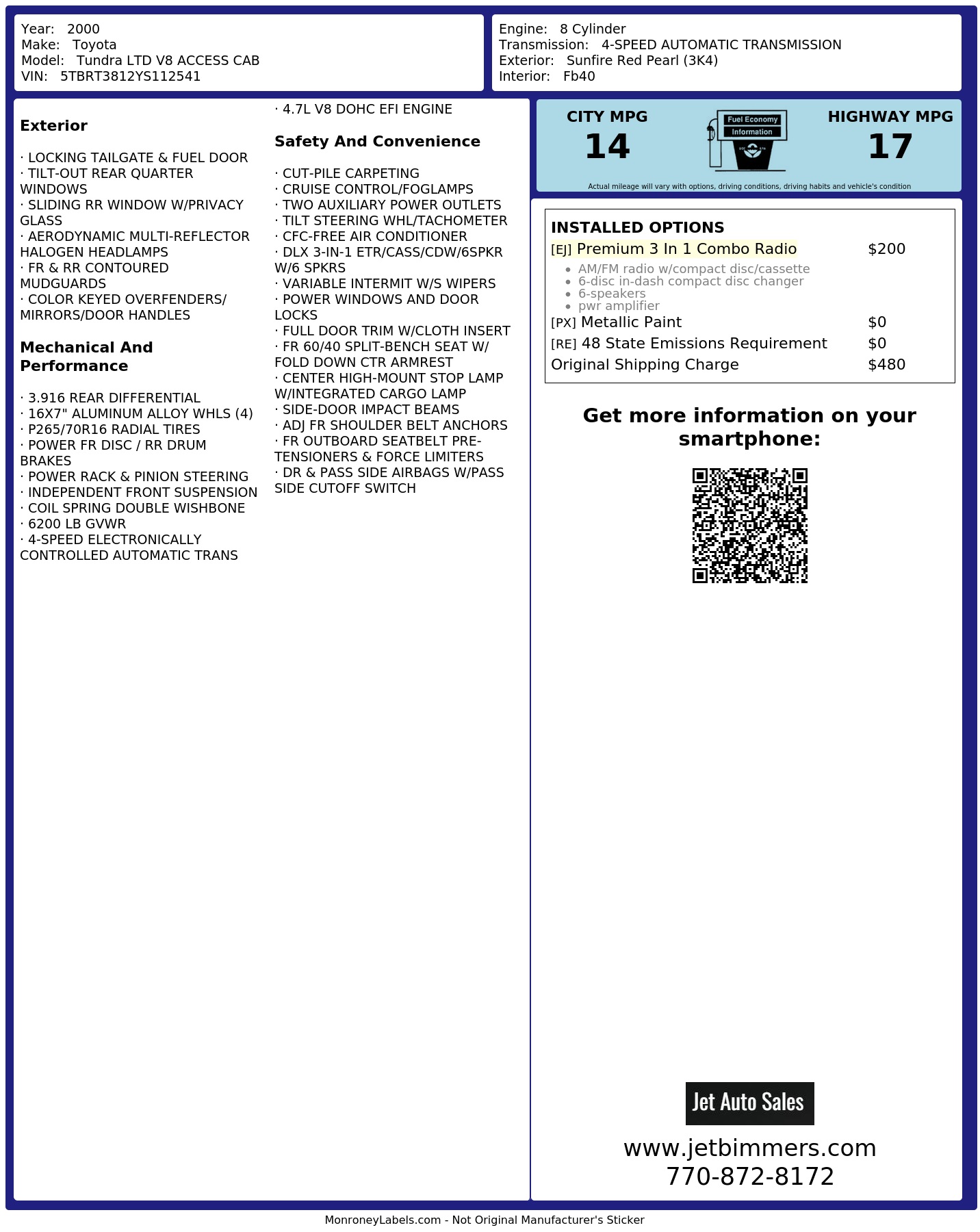 Monroney Label