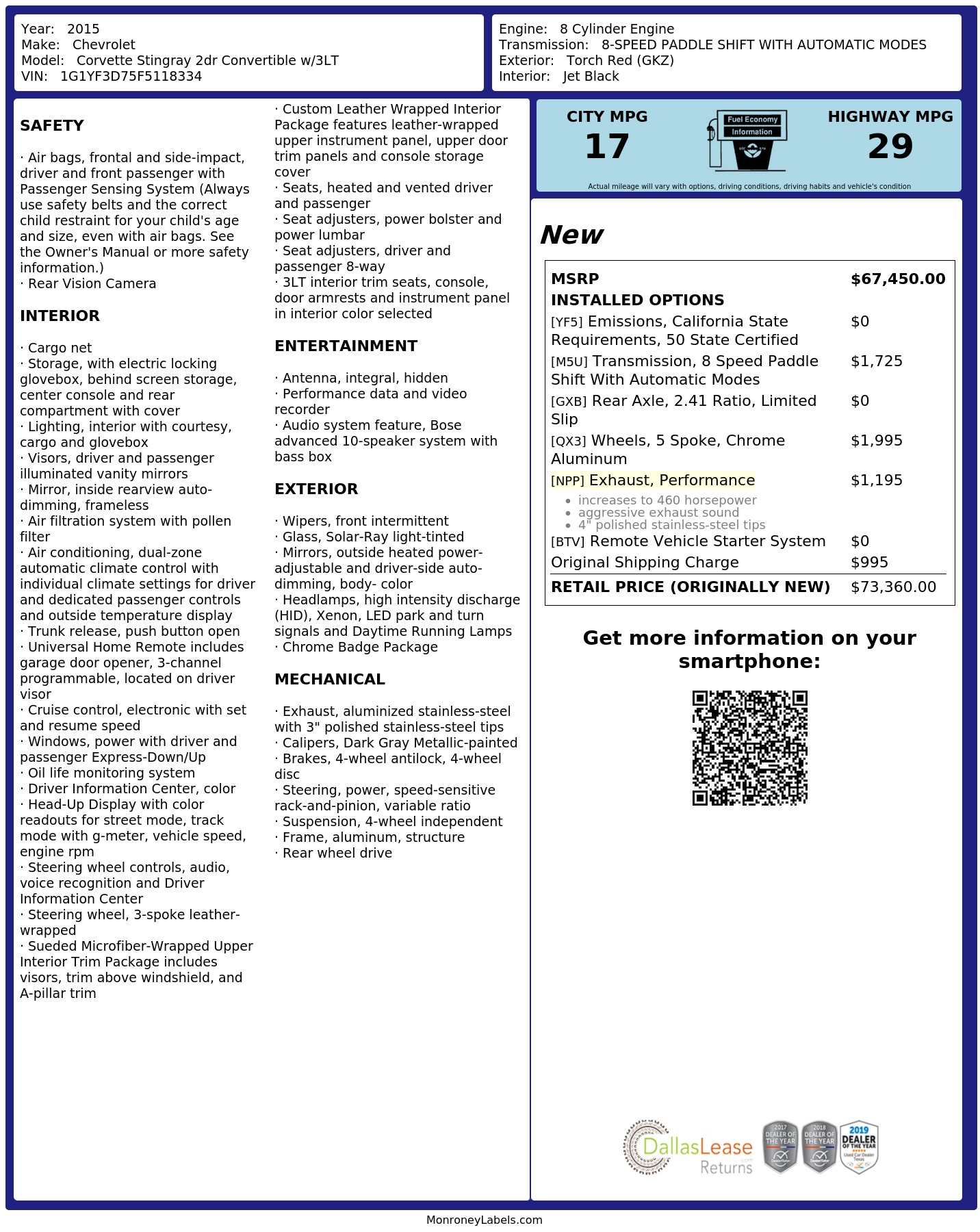 Monroney Label