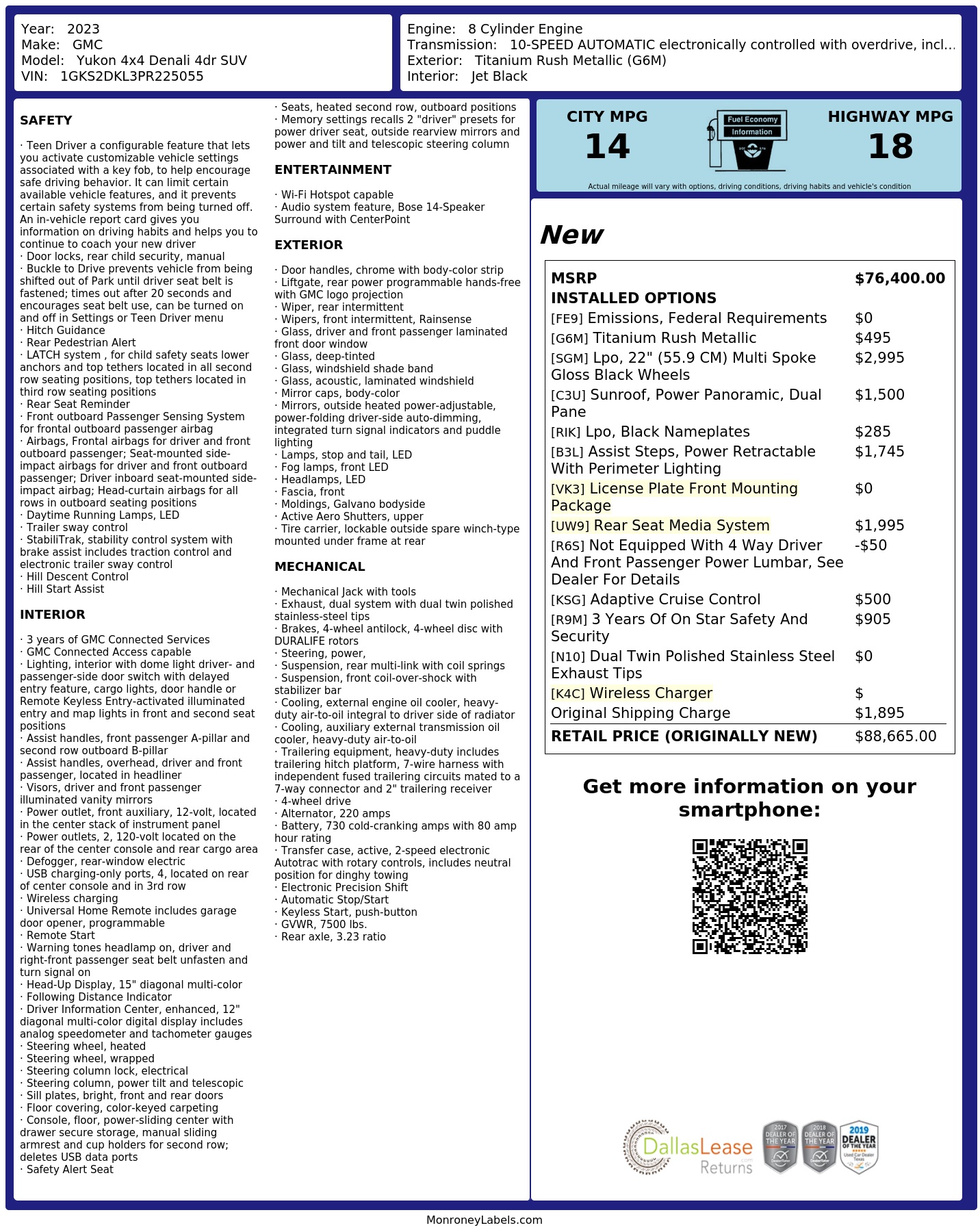 Monroney Label