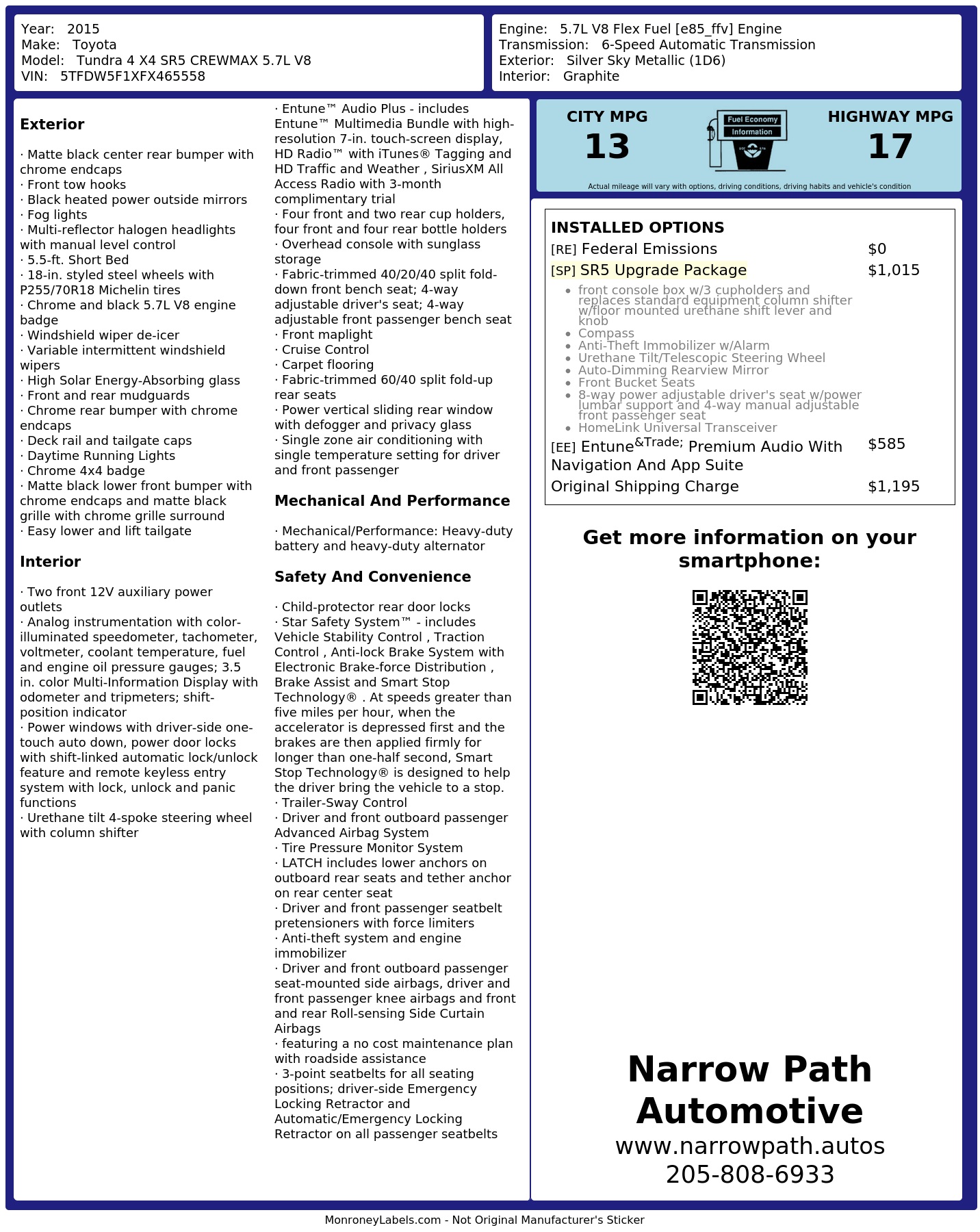 Monroney Label