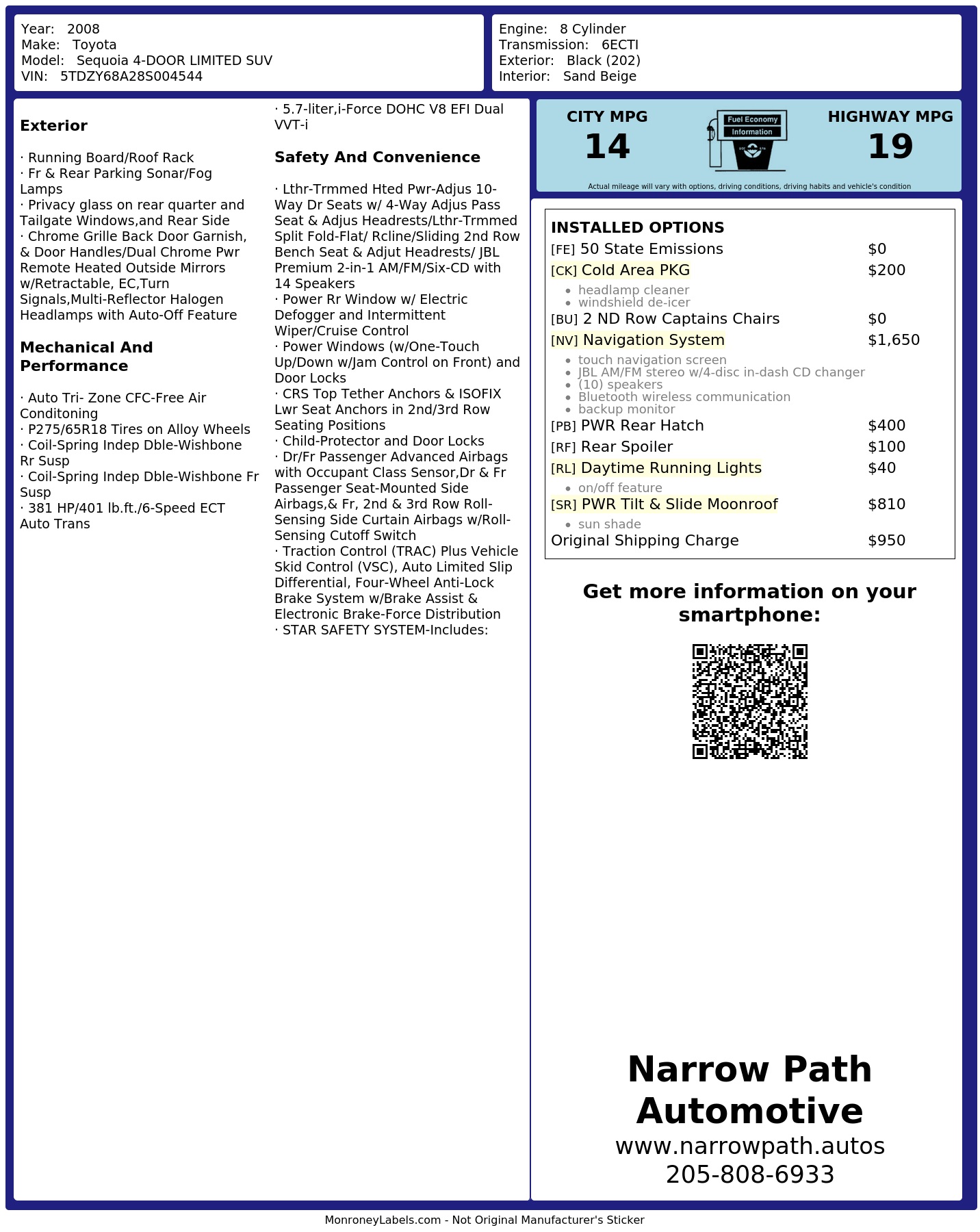 Monroney Label