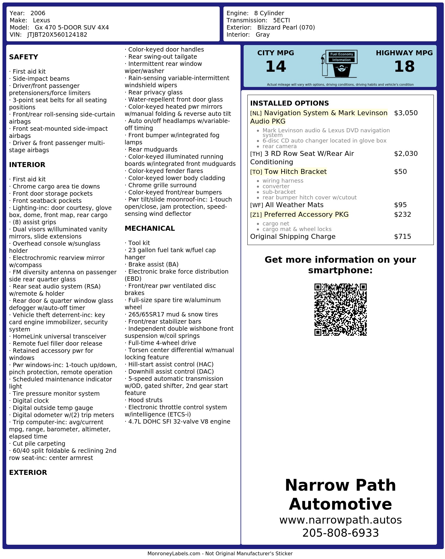 Monroney Label