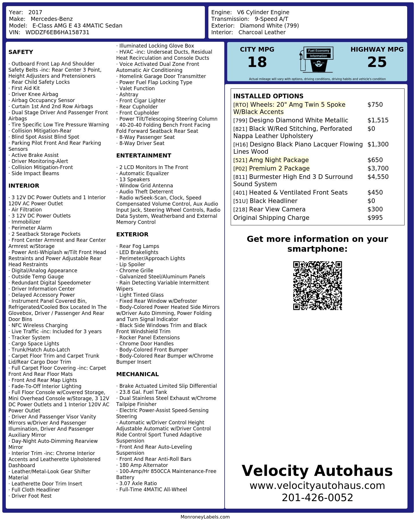 Monroney Label