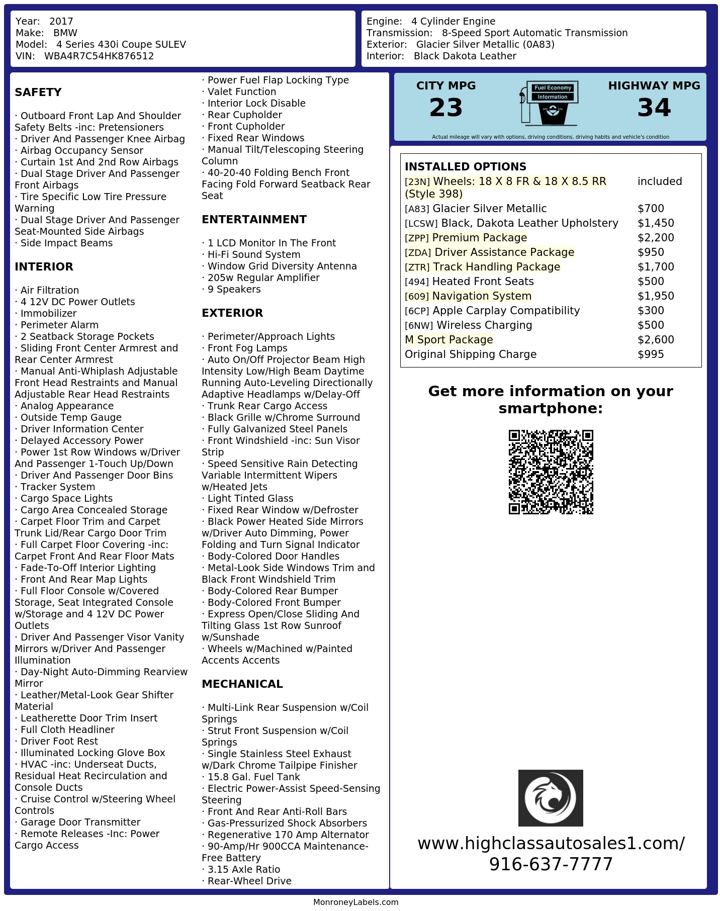 Monroney Label