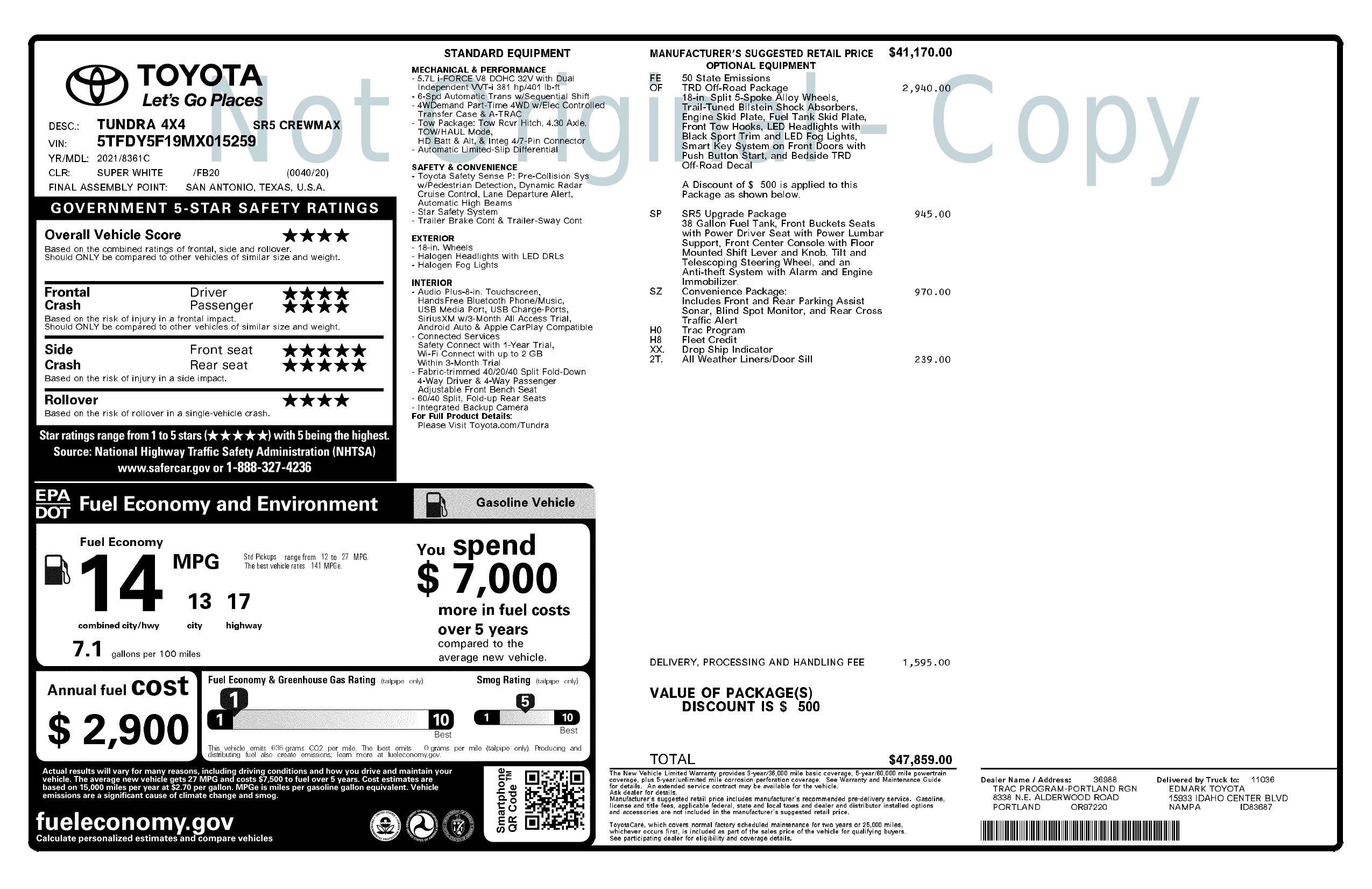 Monroney Label