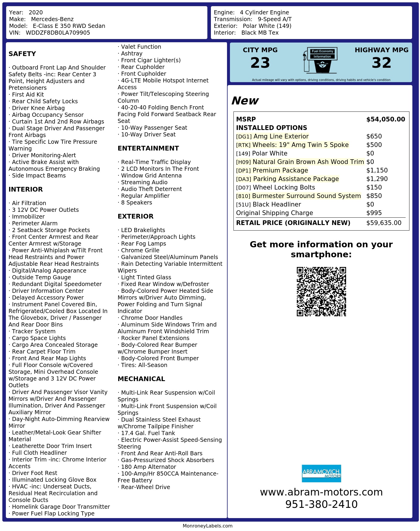 Monroney Label