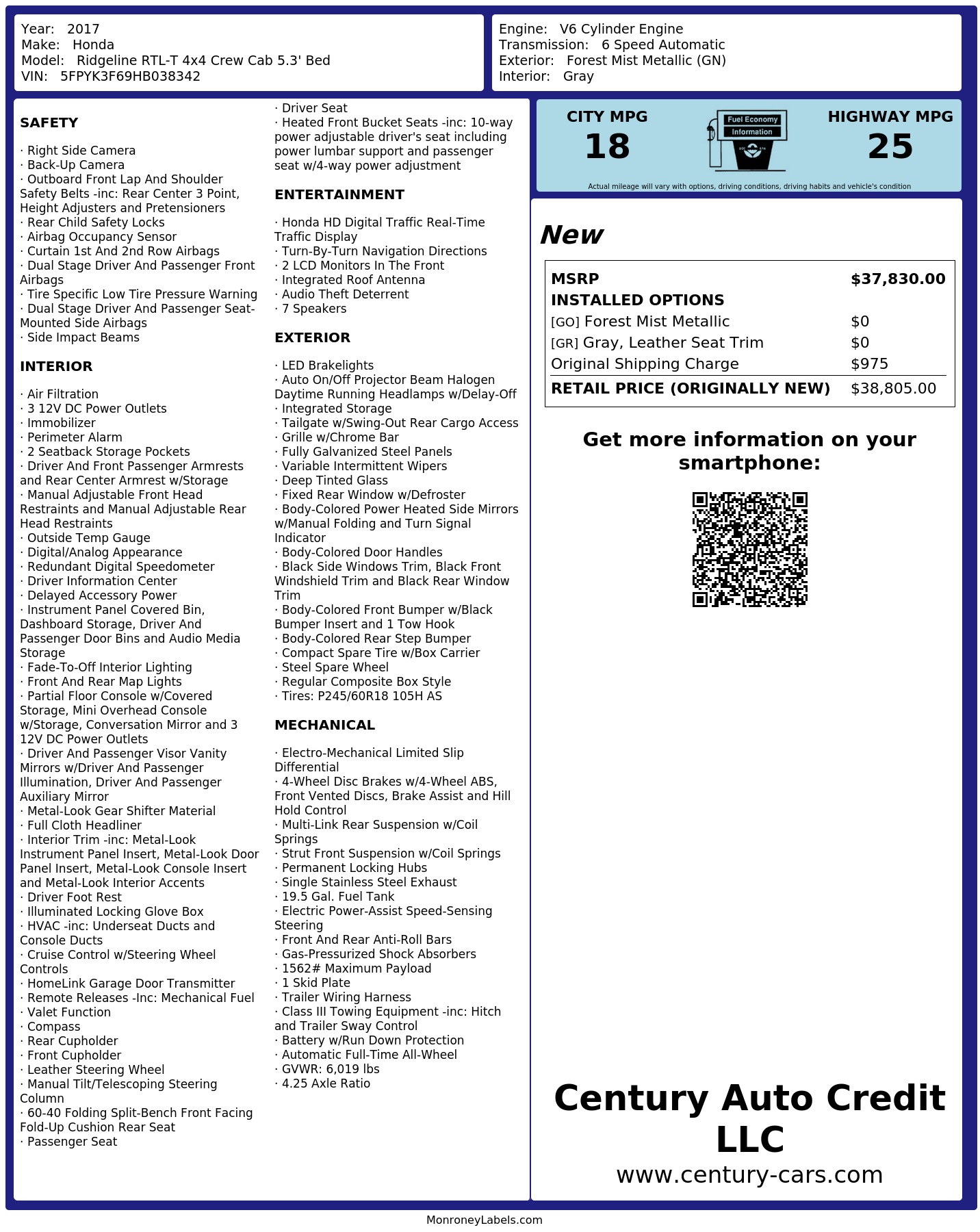 Monroney Label