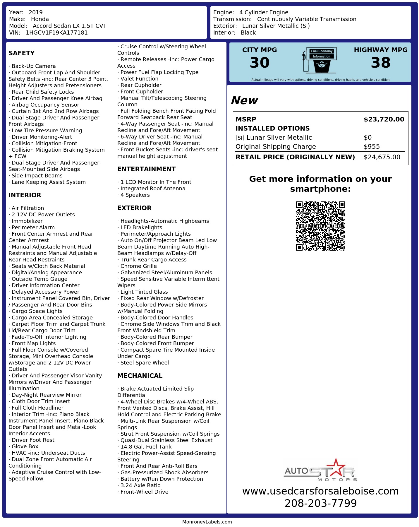Monroney Label