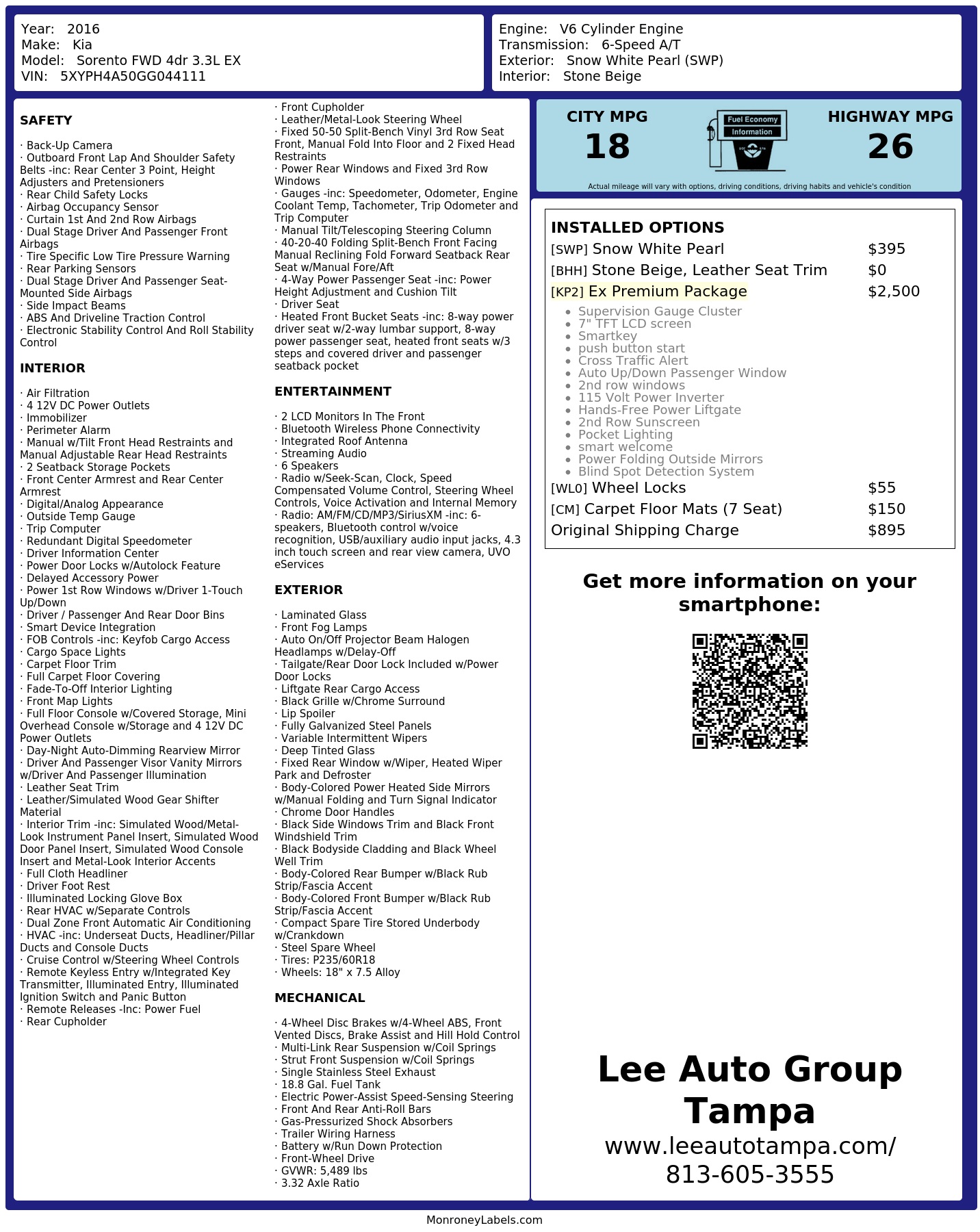Monroney Label