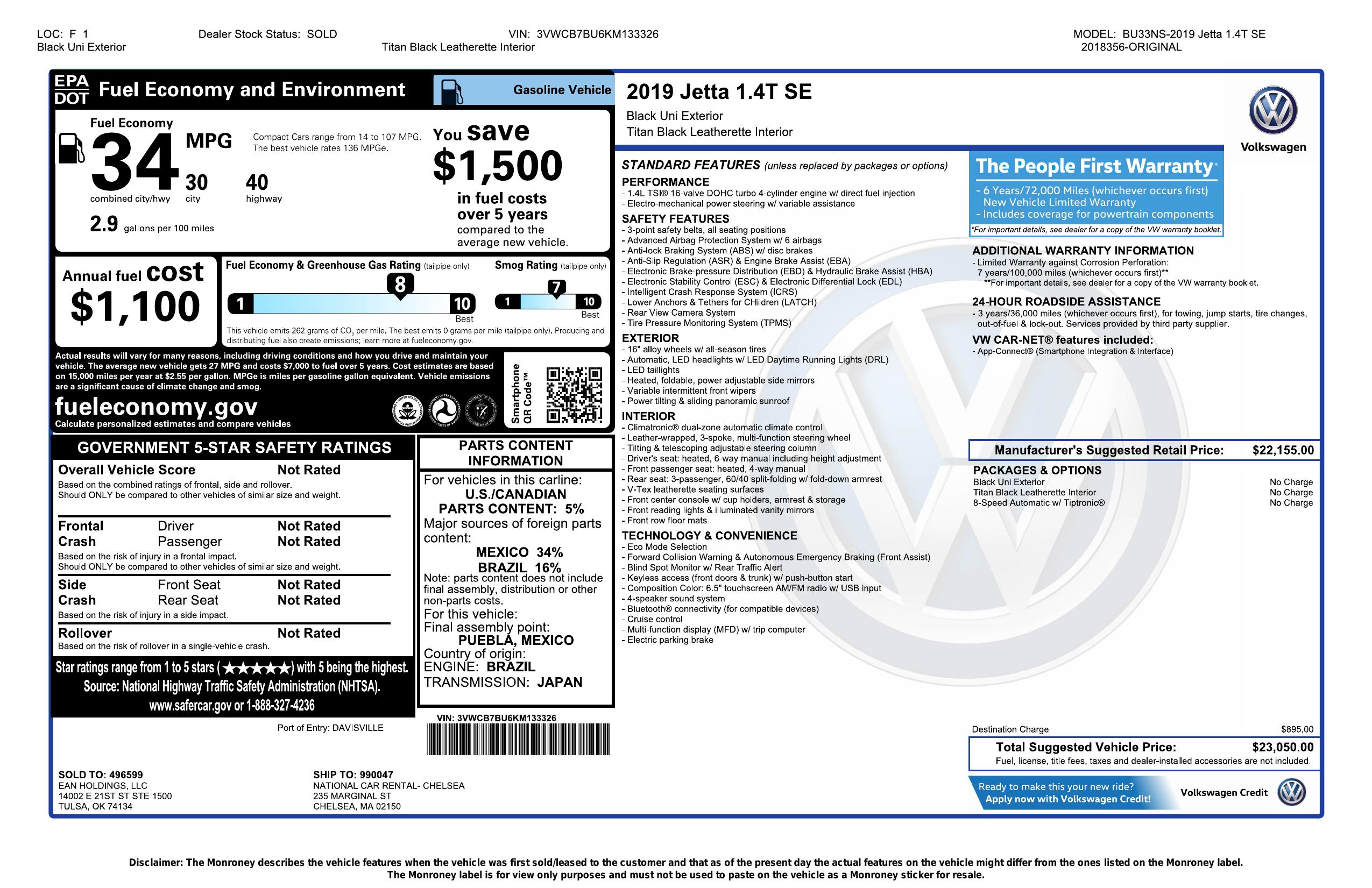 Monroney Label