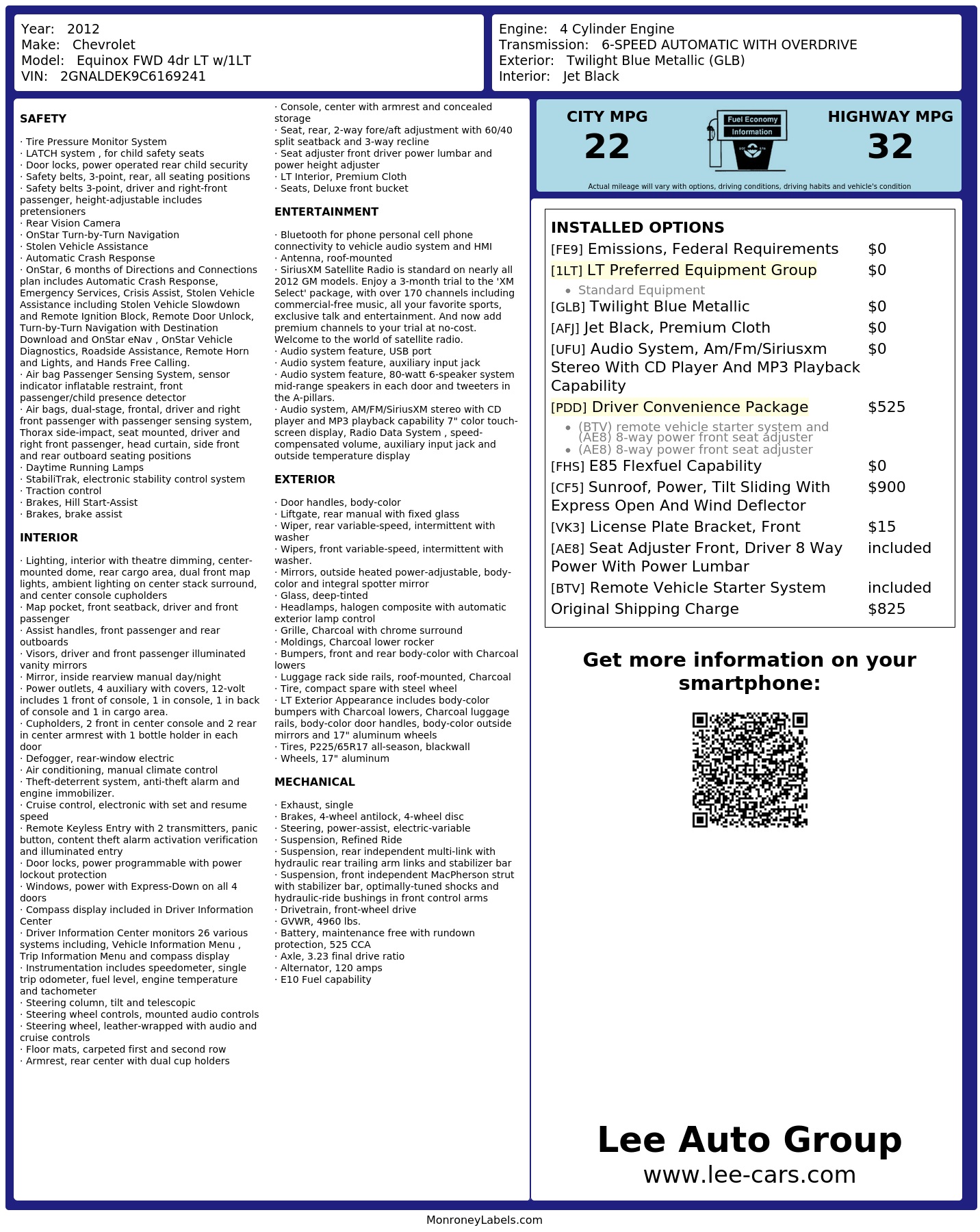 Monroney Label