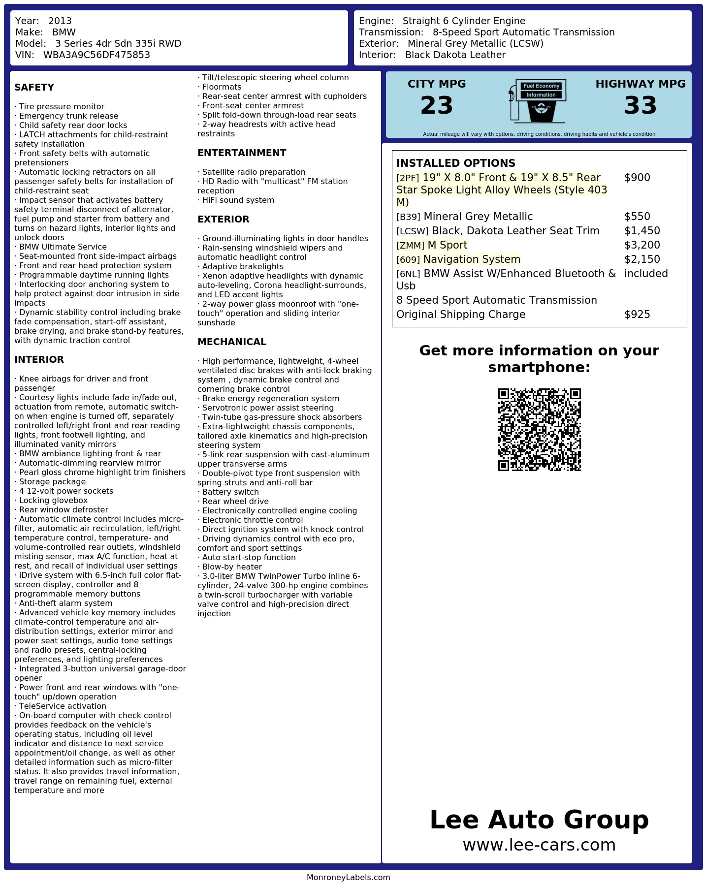 Monroney Label