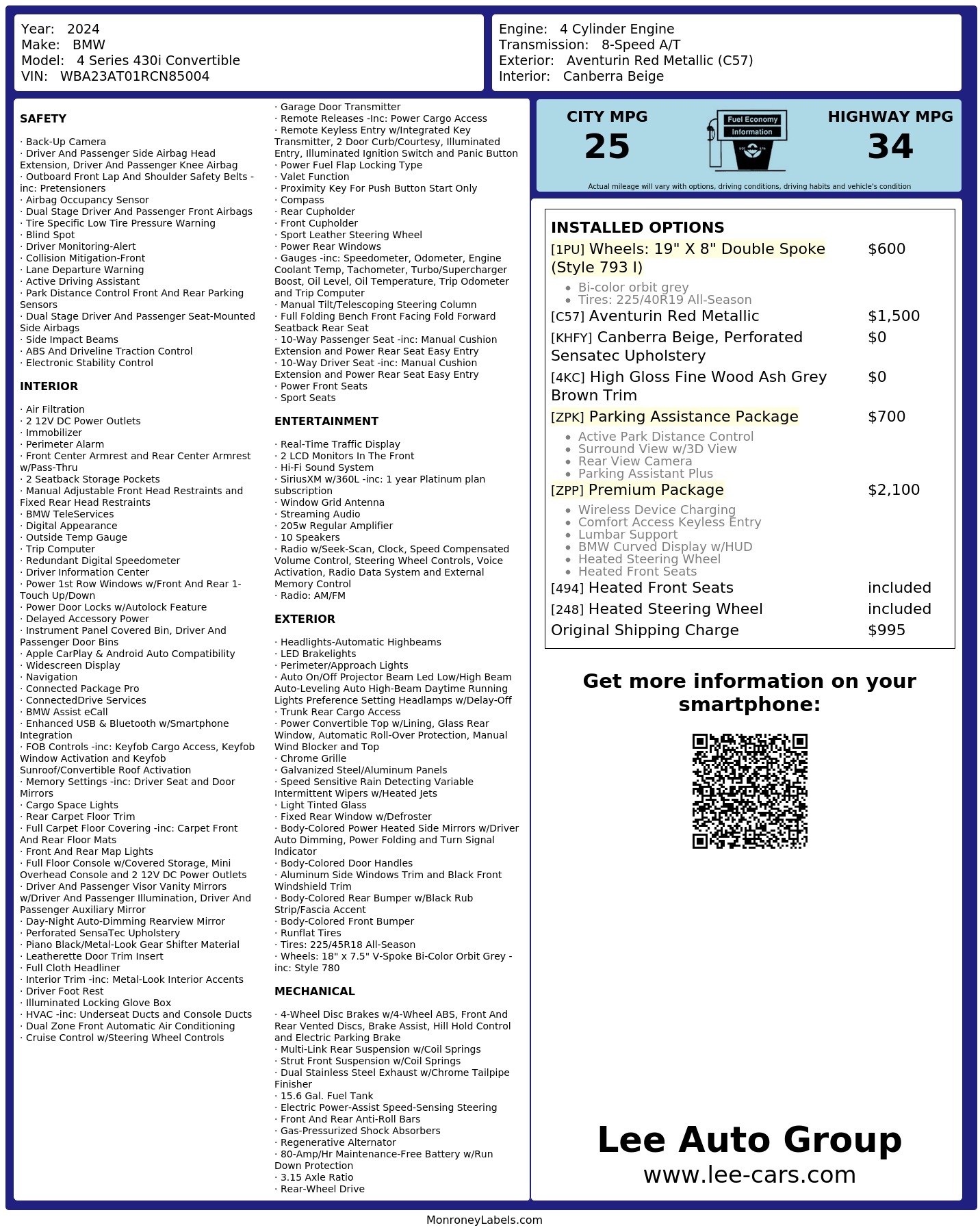 Monroney Label