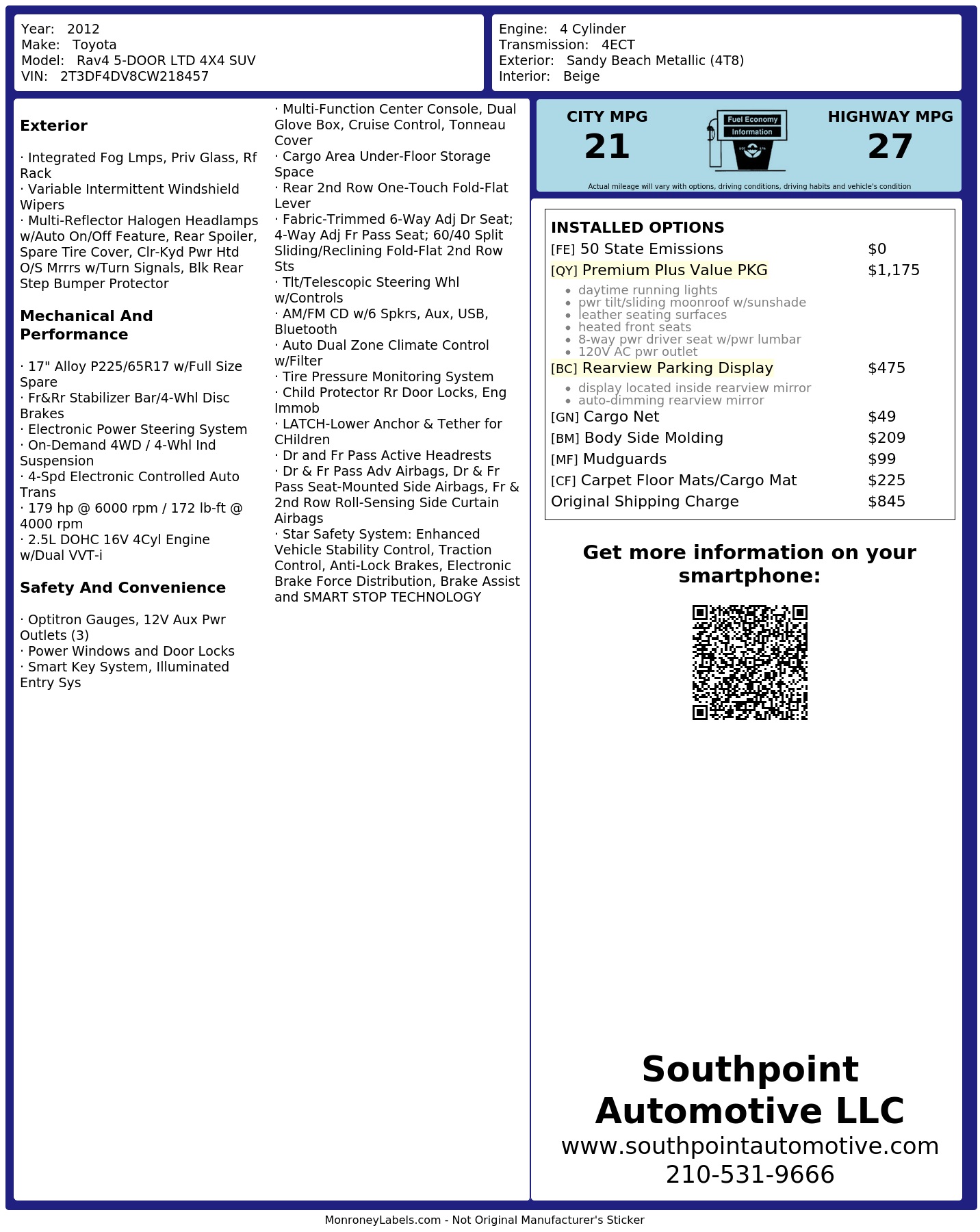 Monroney Label