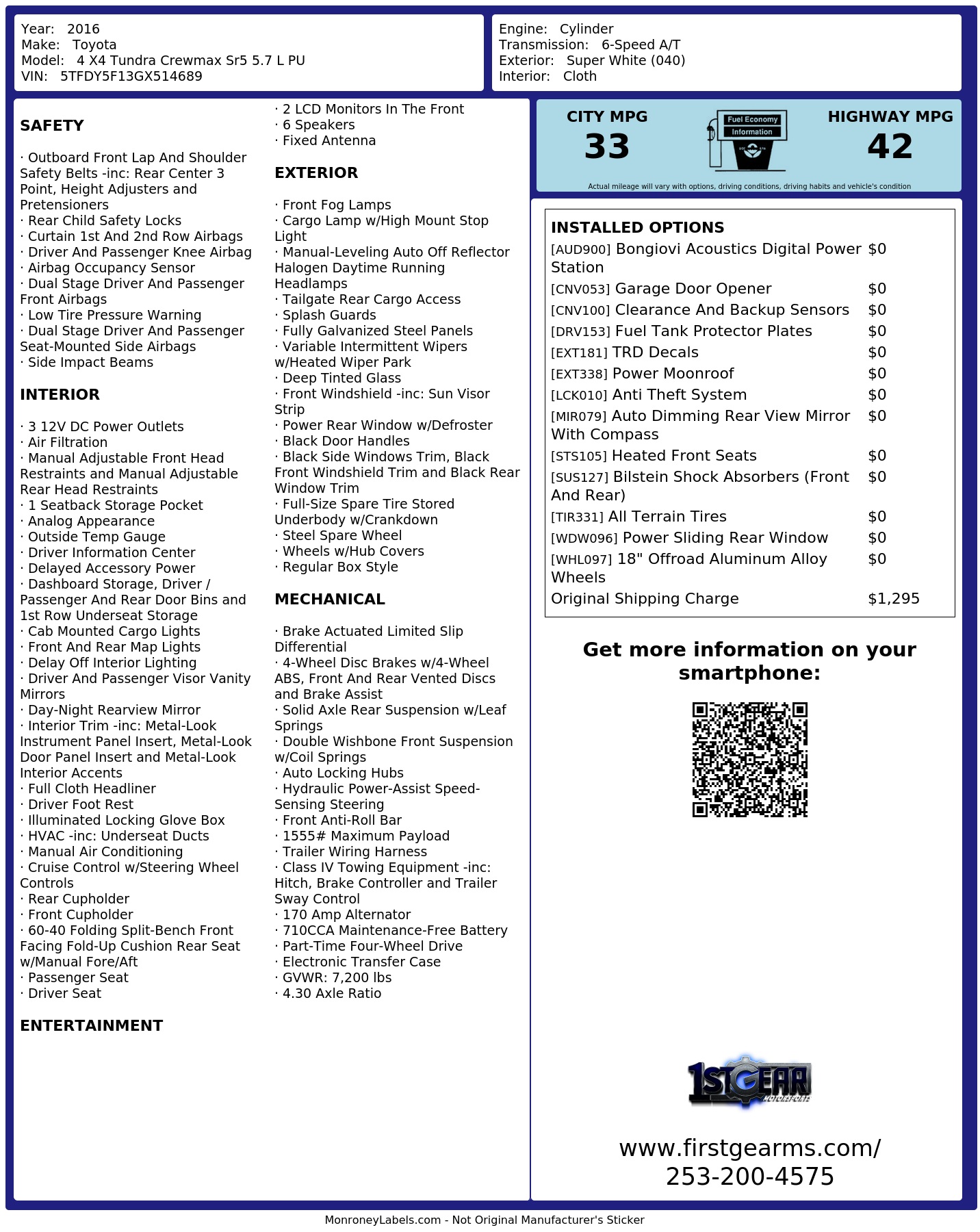Monroney Label