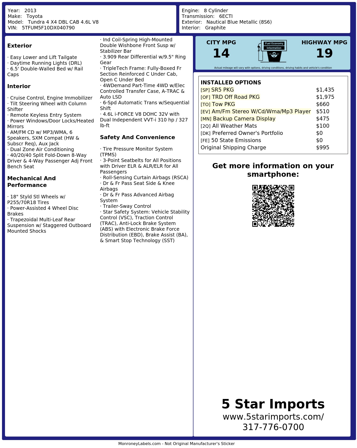 Monroney Label