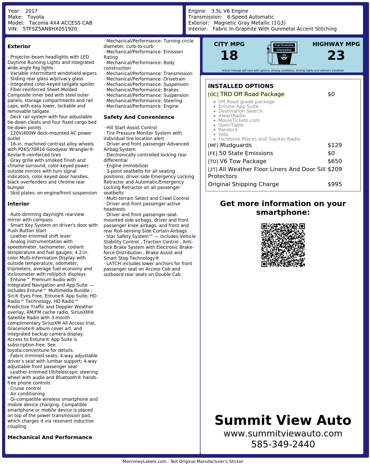 Monroney Label