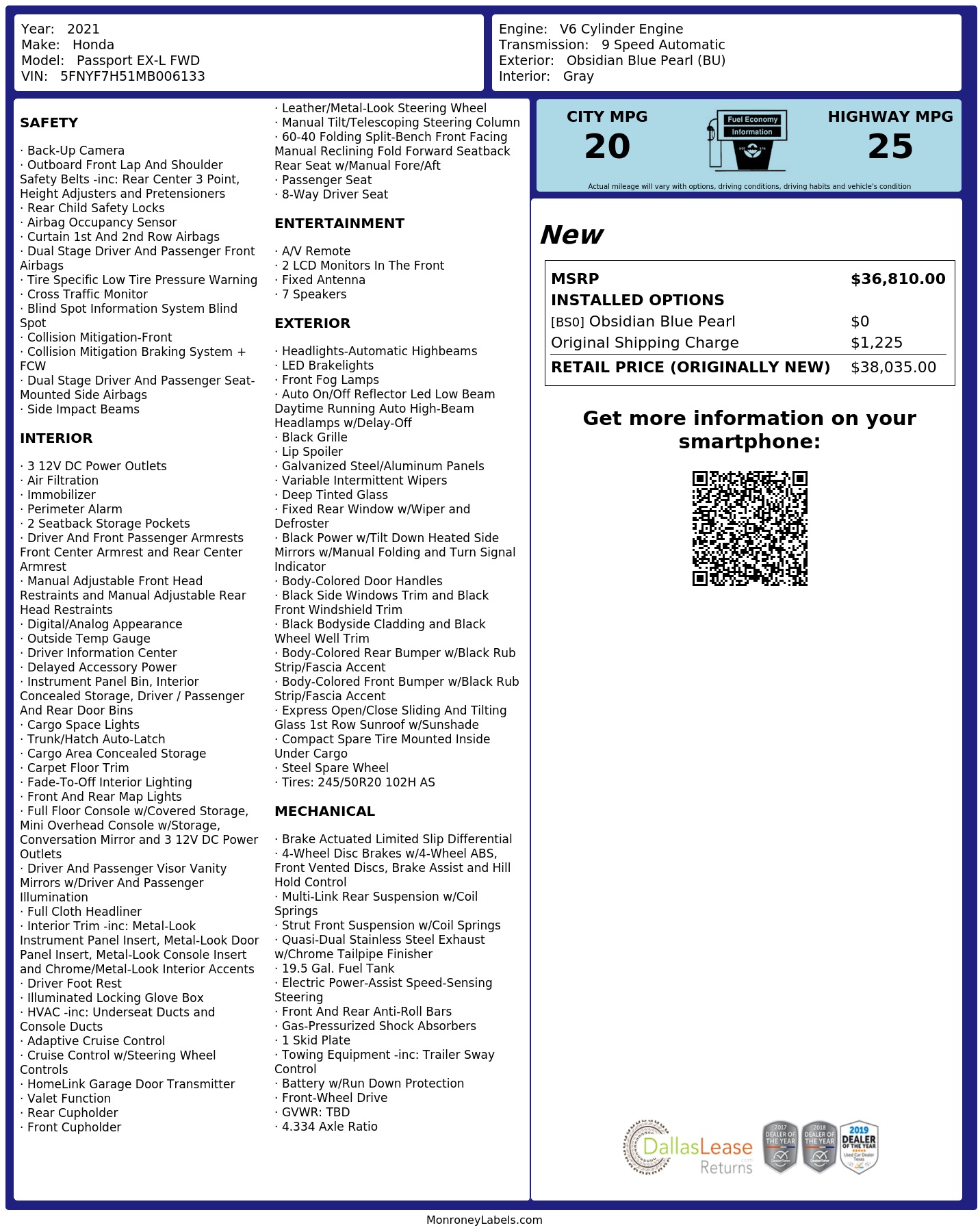 Monroney Label