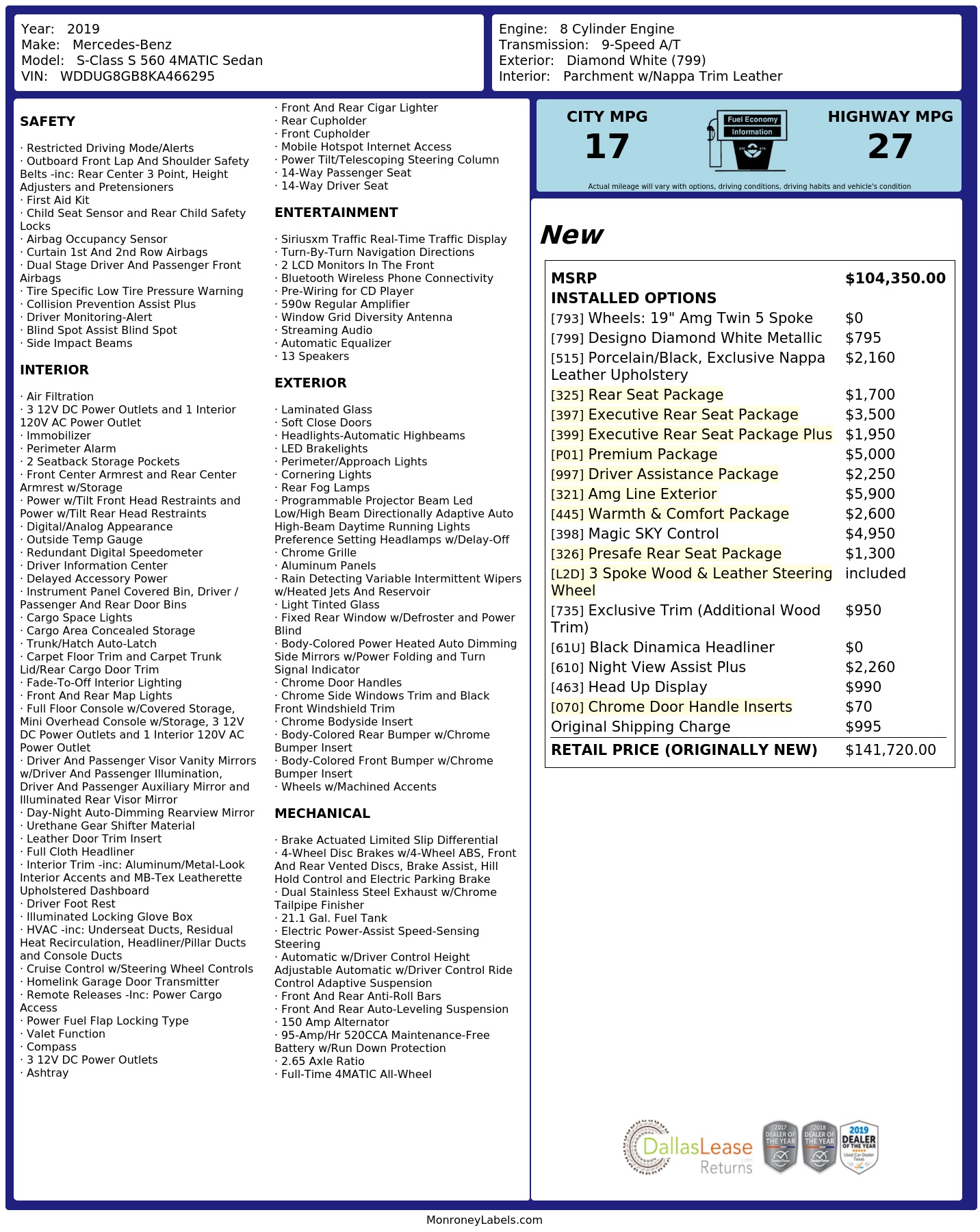 Monroney Label