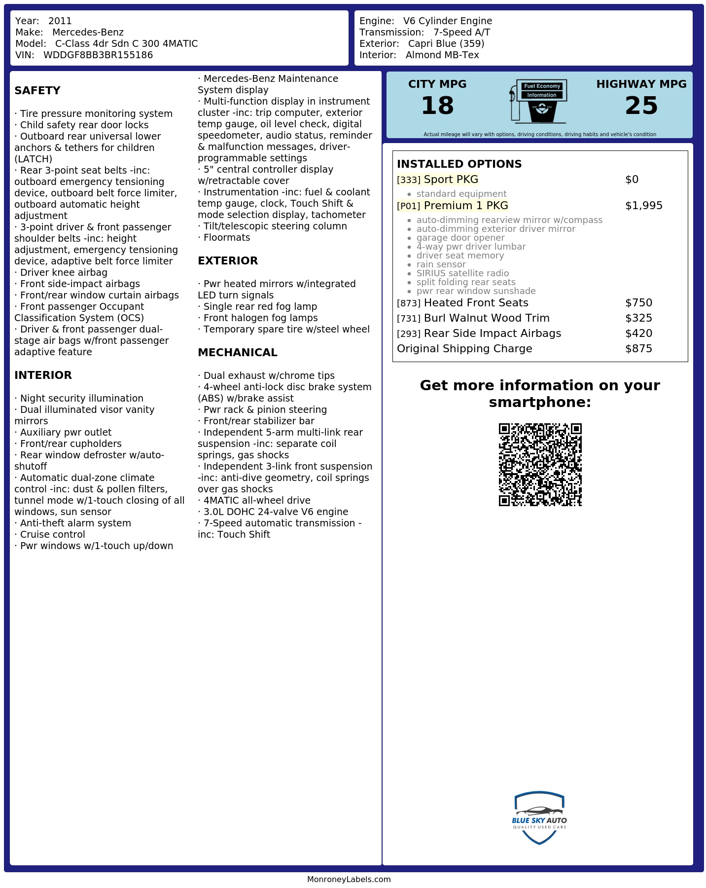 Monroney Label