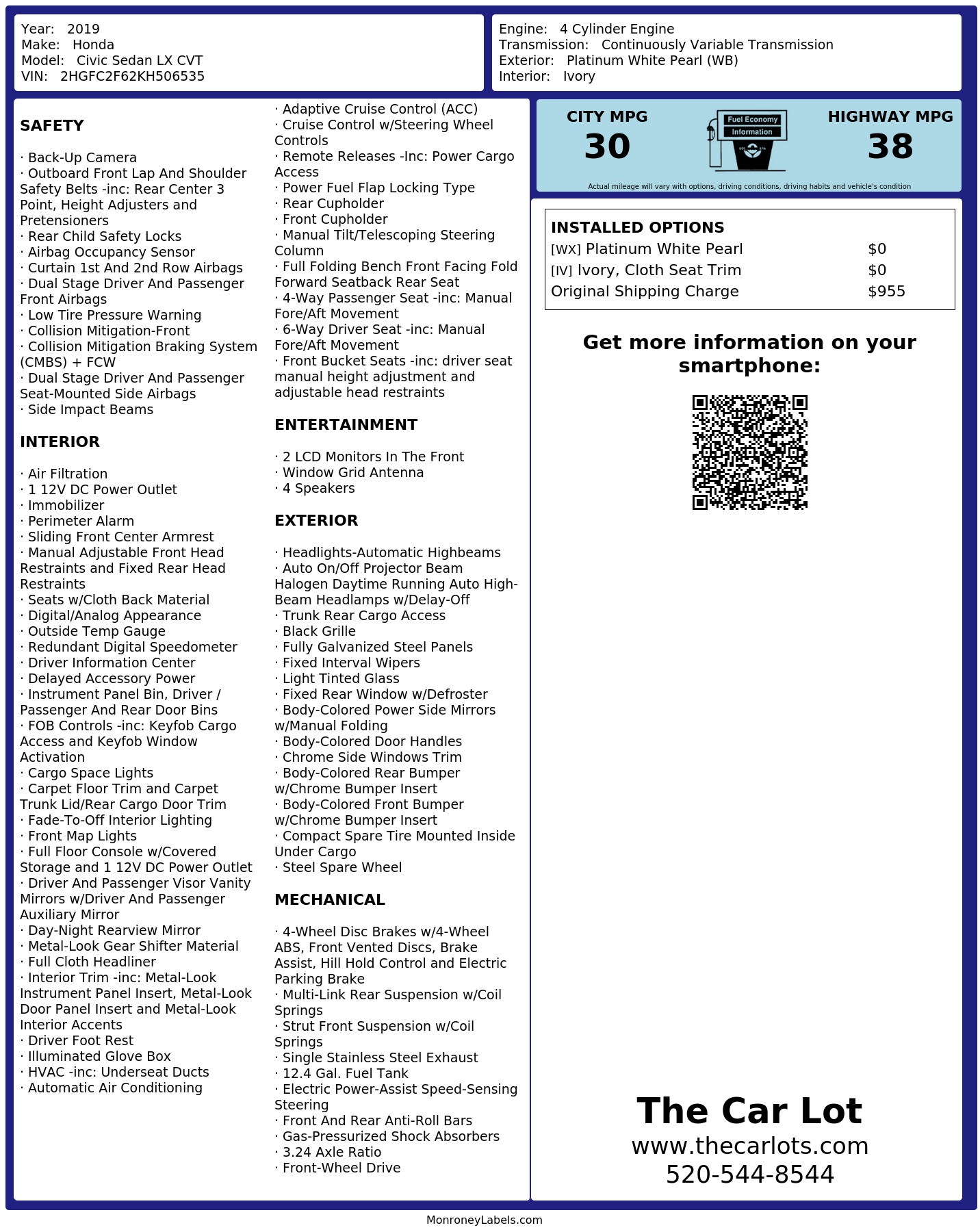 Monroney Label