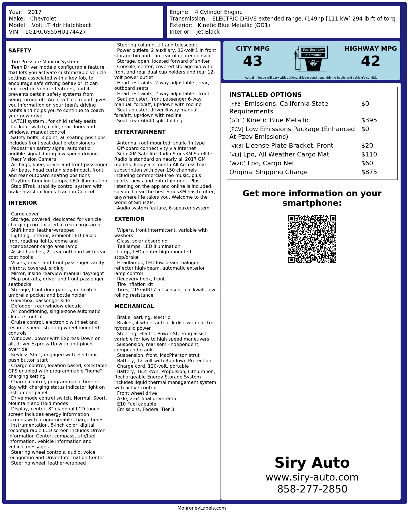 Monroney Label