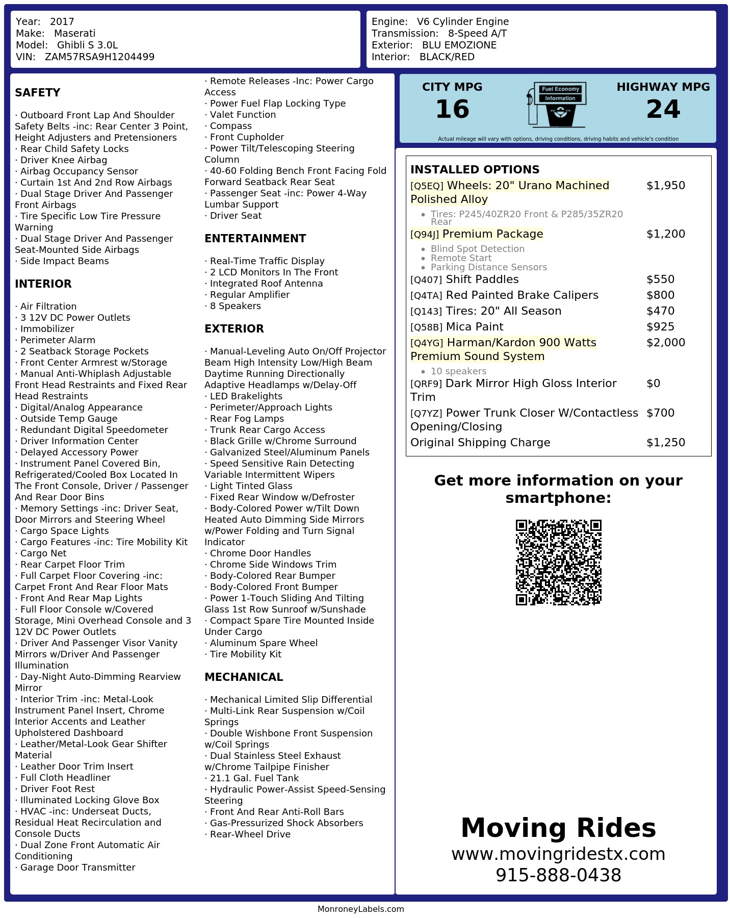 Monroney Label