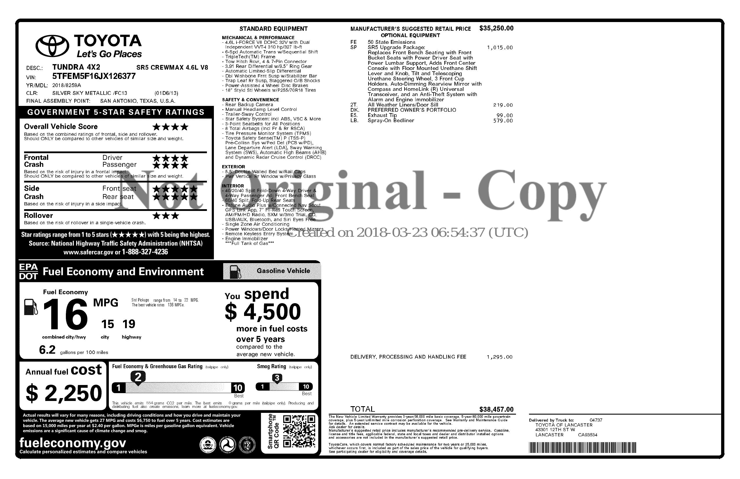 Monroney Label