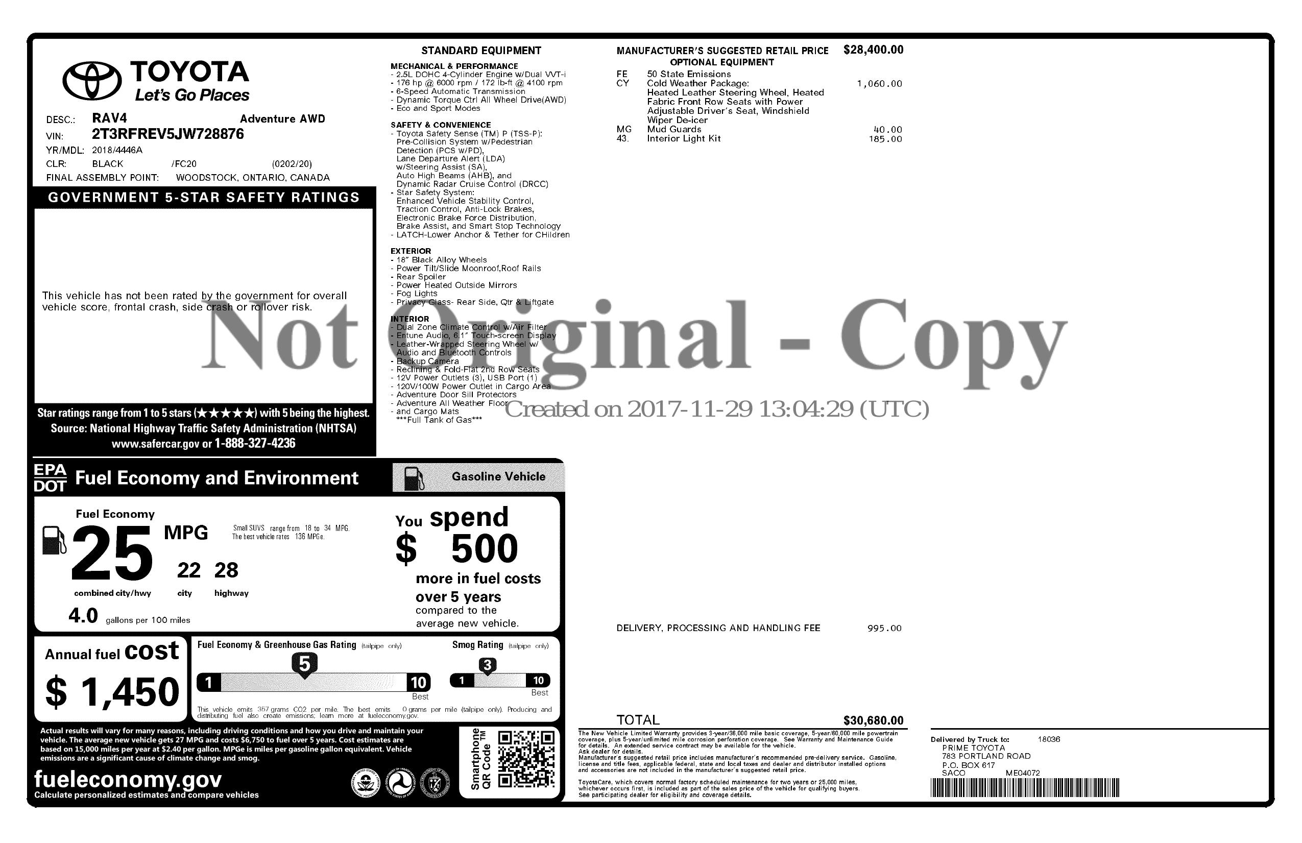Monroney Label