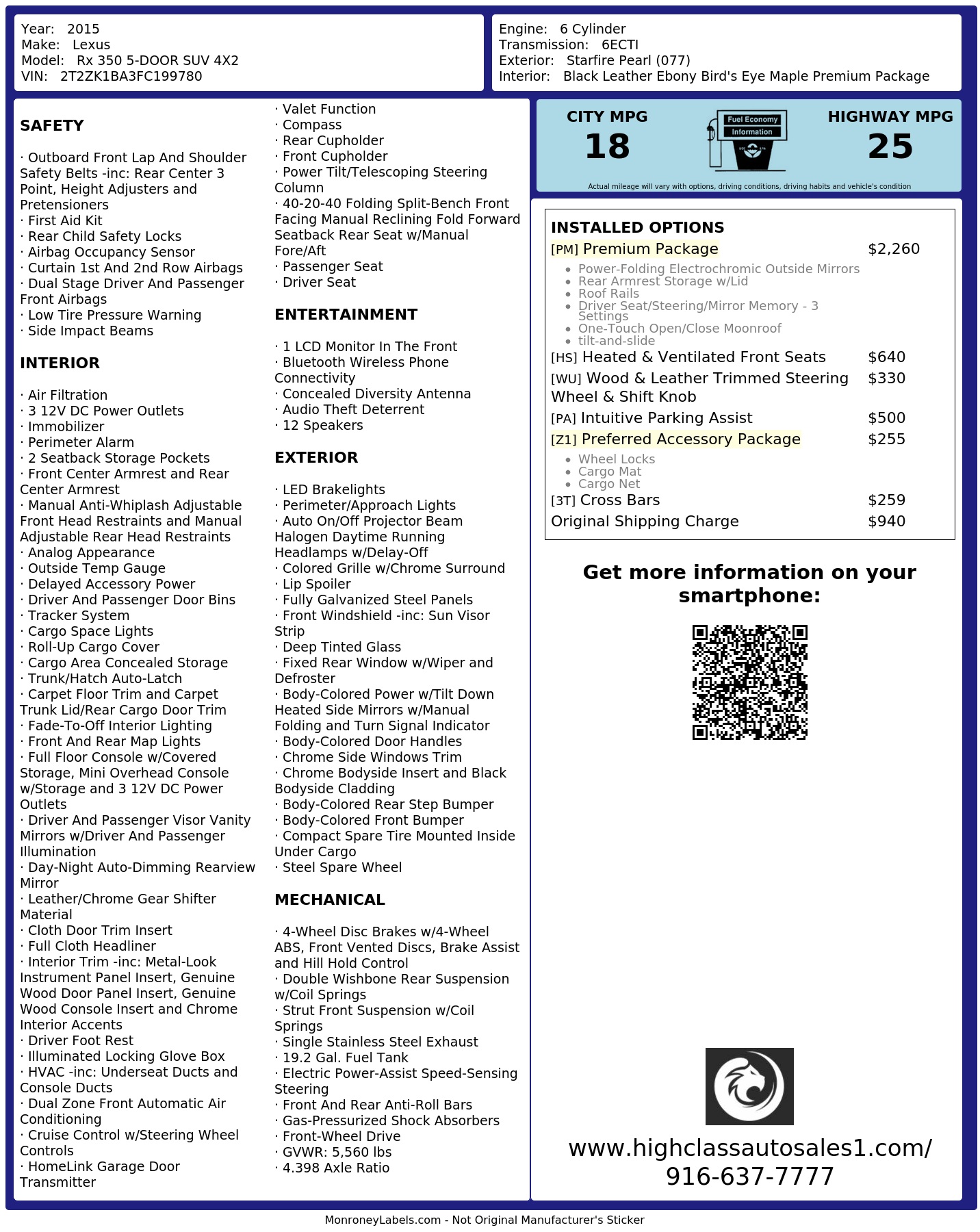Monroney Label