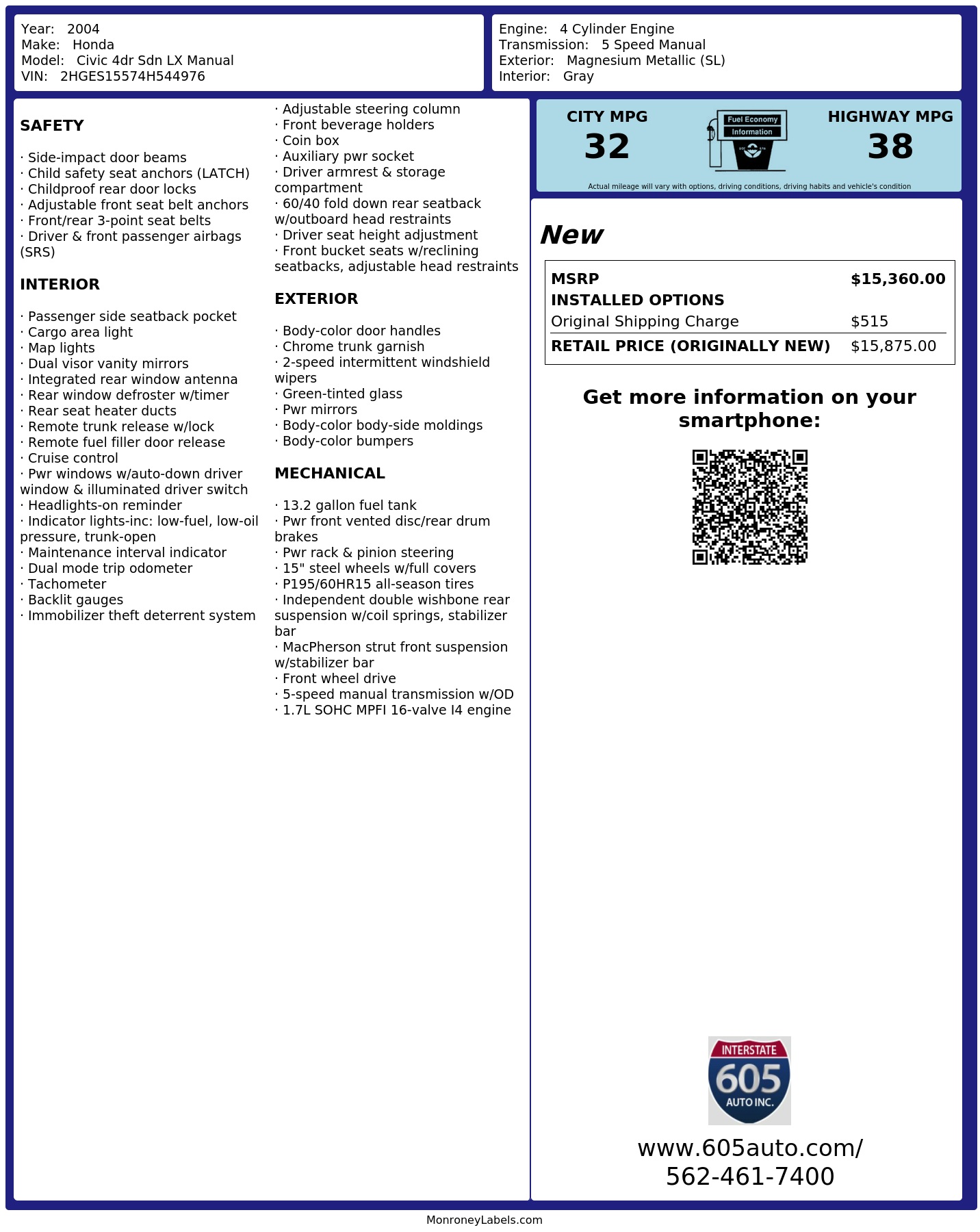 Monroney Label