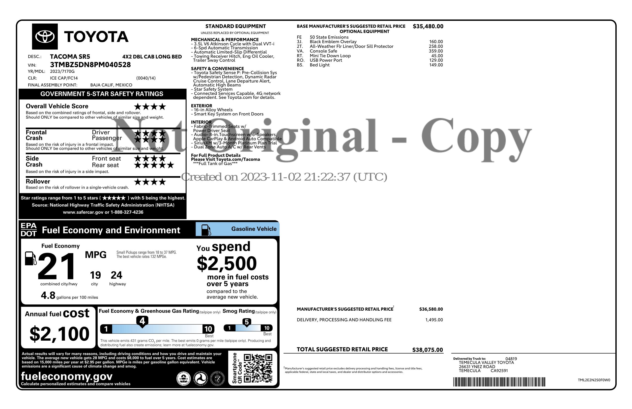 Monroney Label