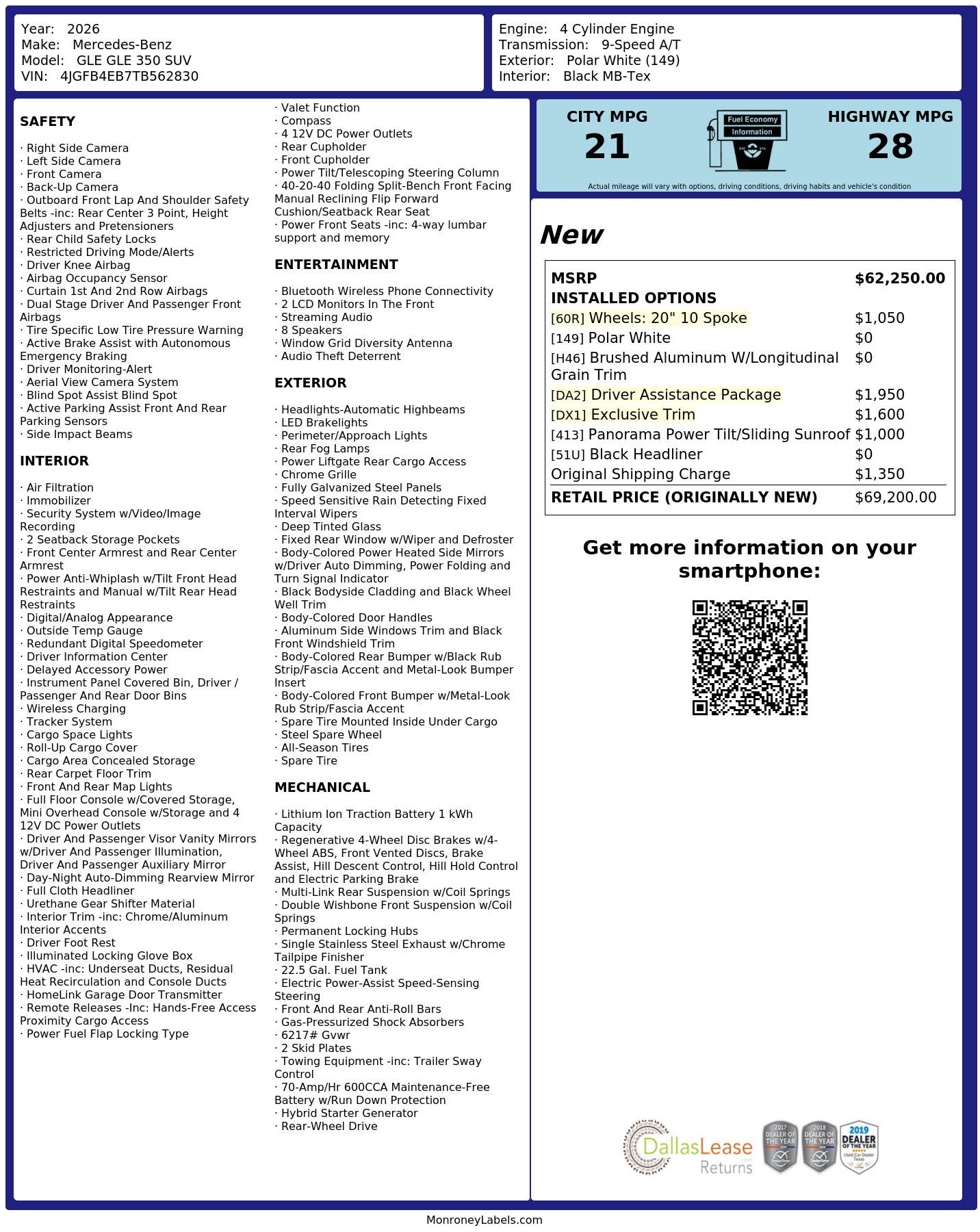 Monroney Label