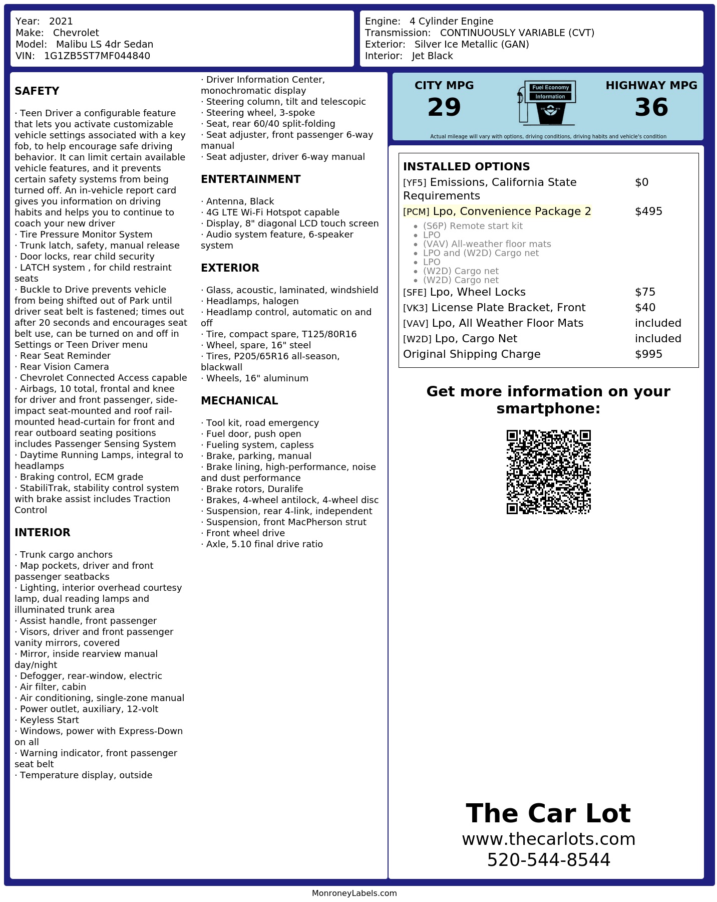 Monroney Label