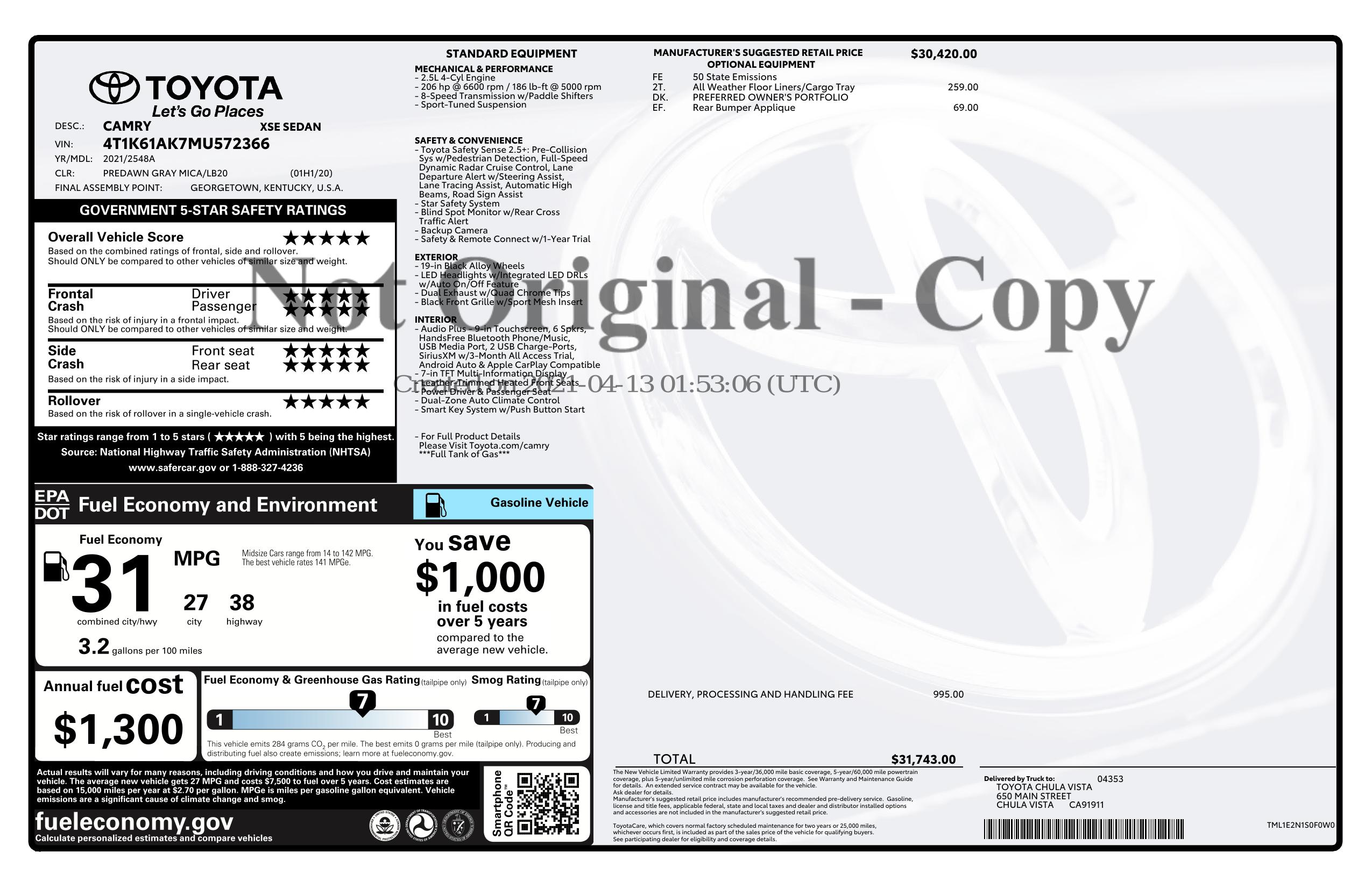 Monroney Label