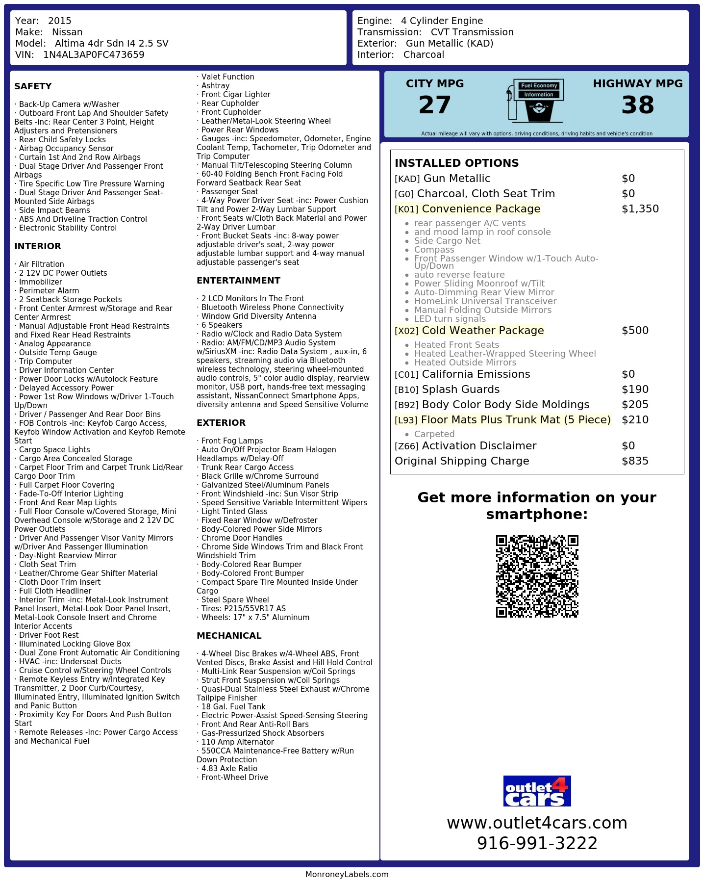 Monroney Label