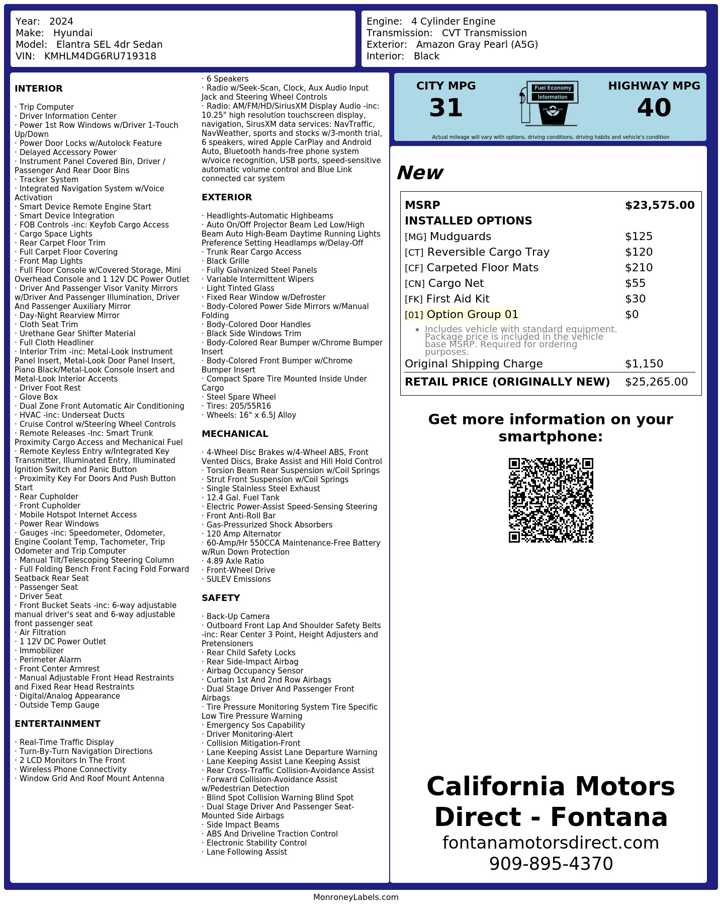 Monroney Label