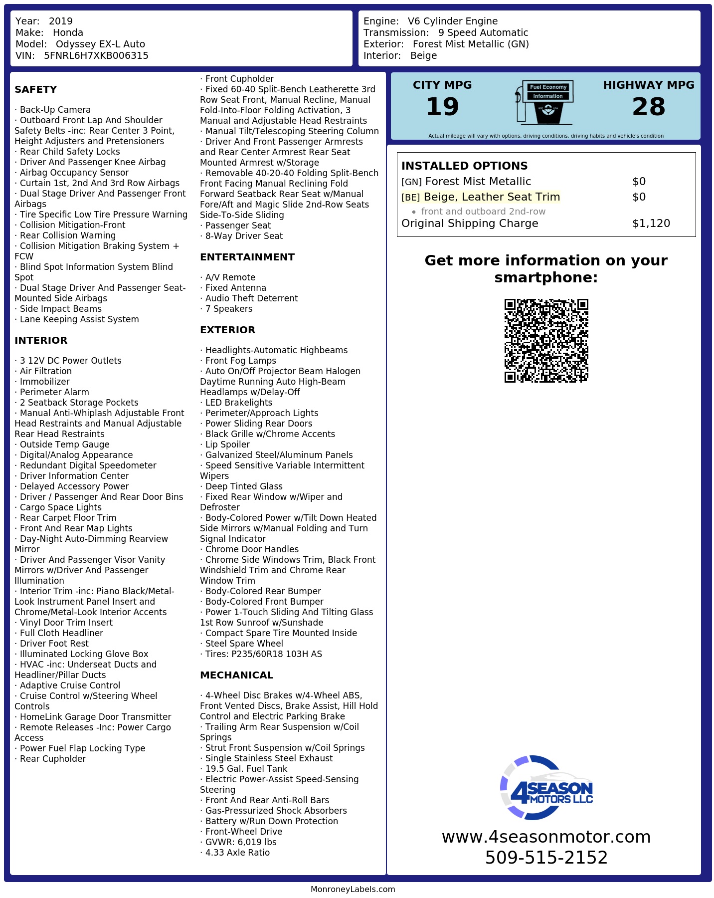 Monroney Label
