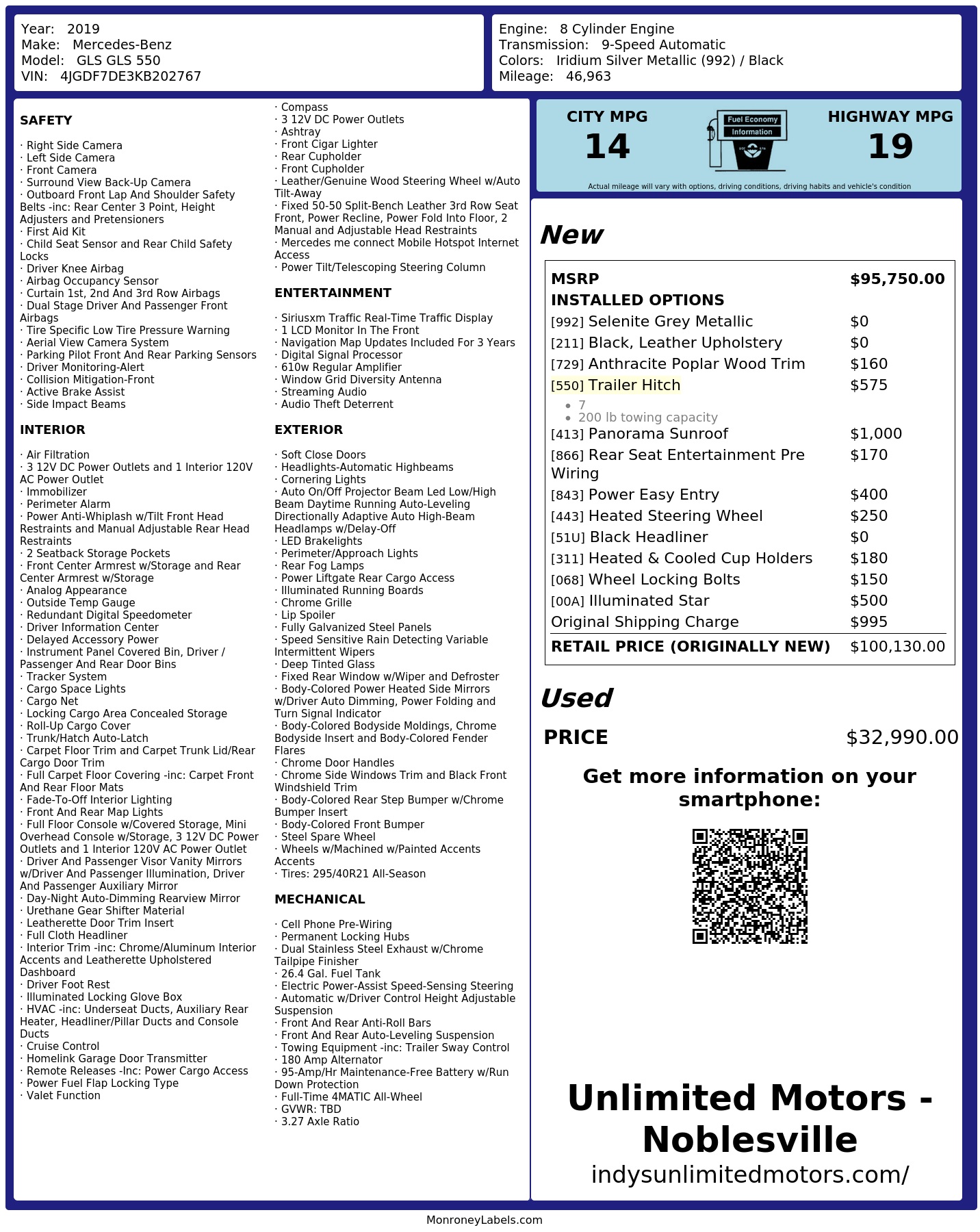 Monroney Label