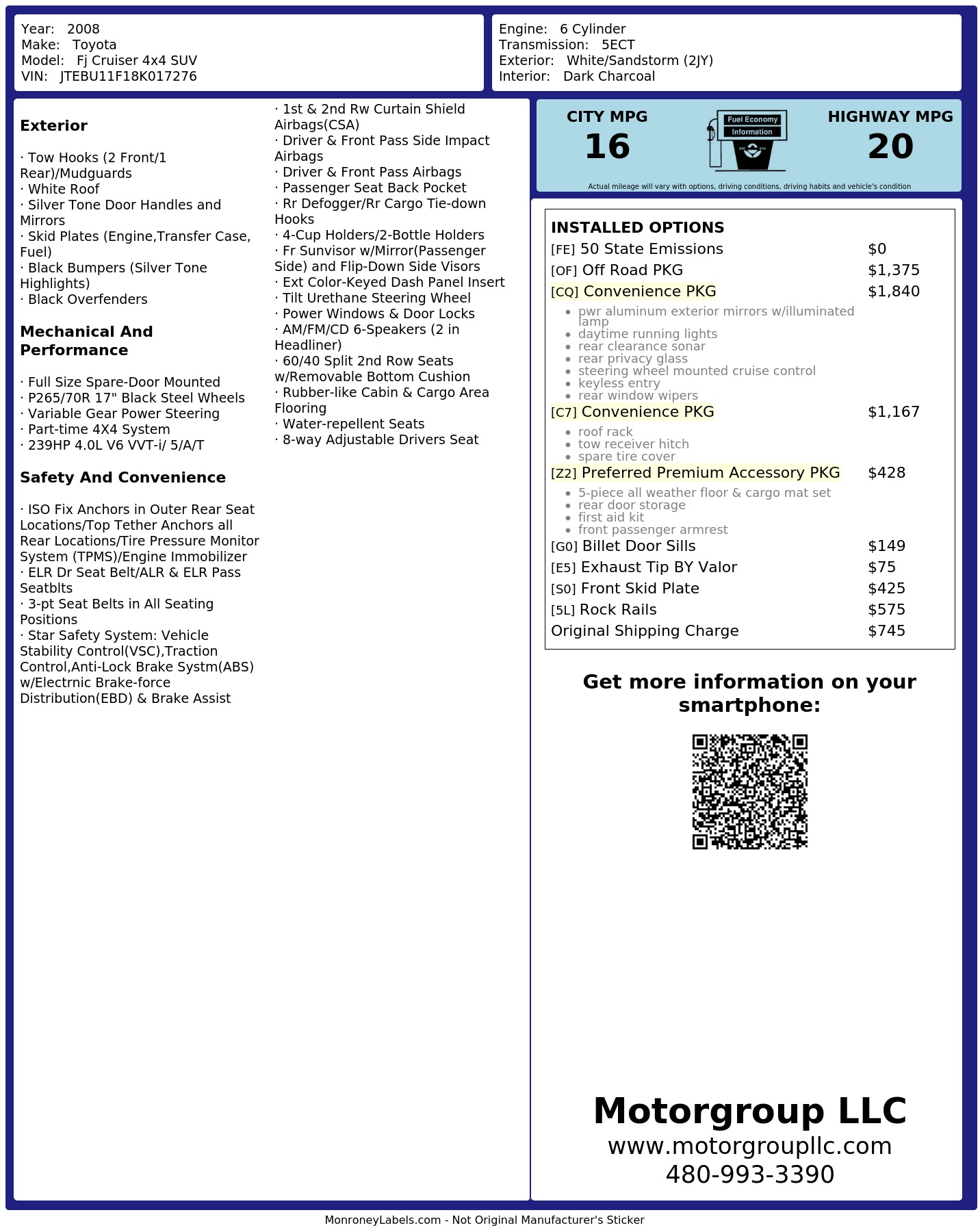 Monroney Label